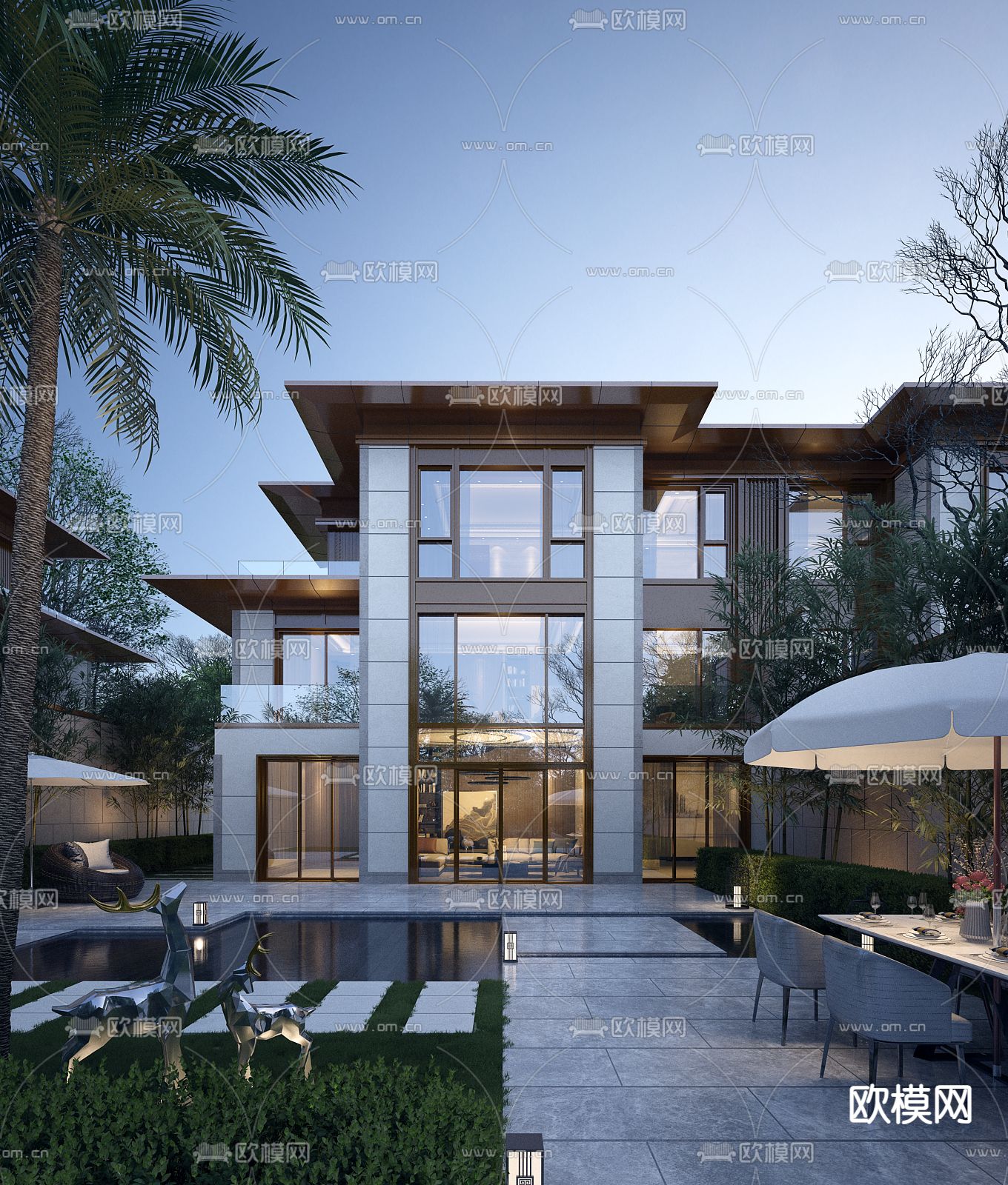 现代洋房住宅 别墅外观3d模型下载