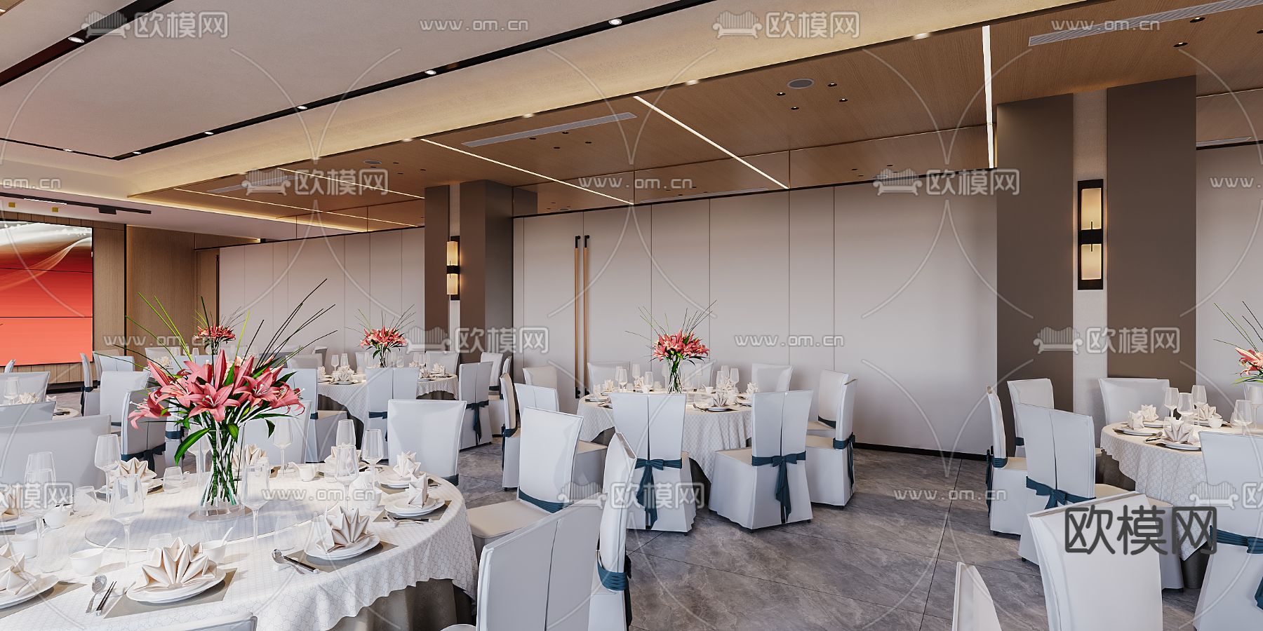 中式宴会厅3d模型下载（渲染图3）