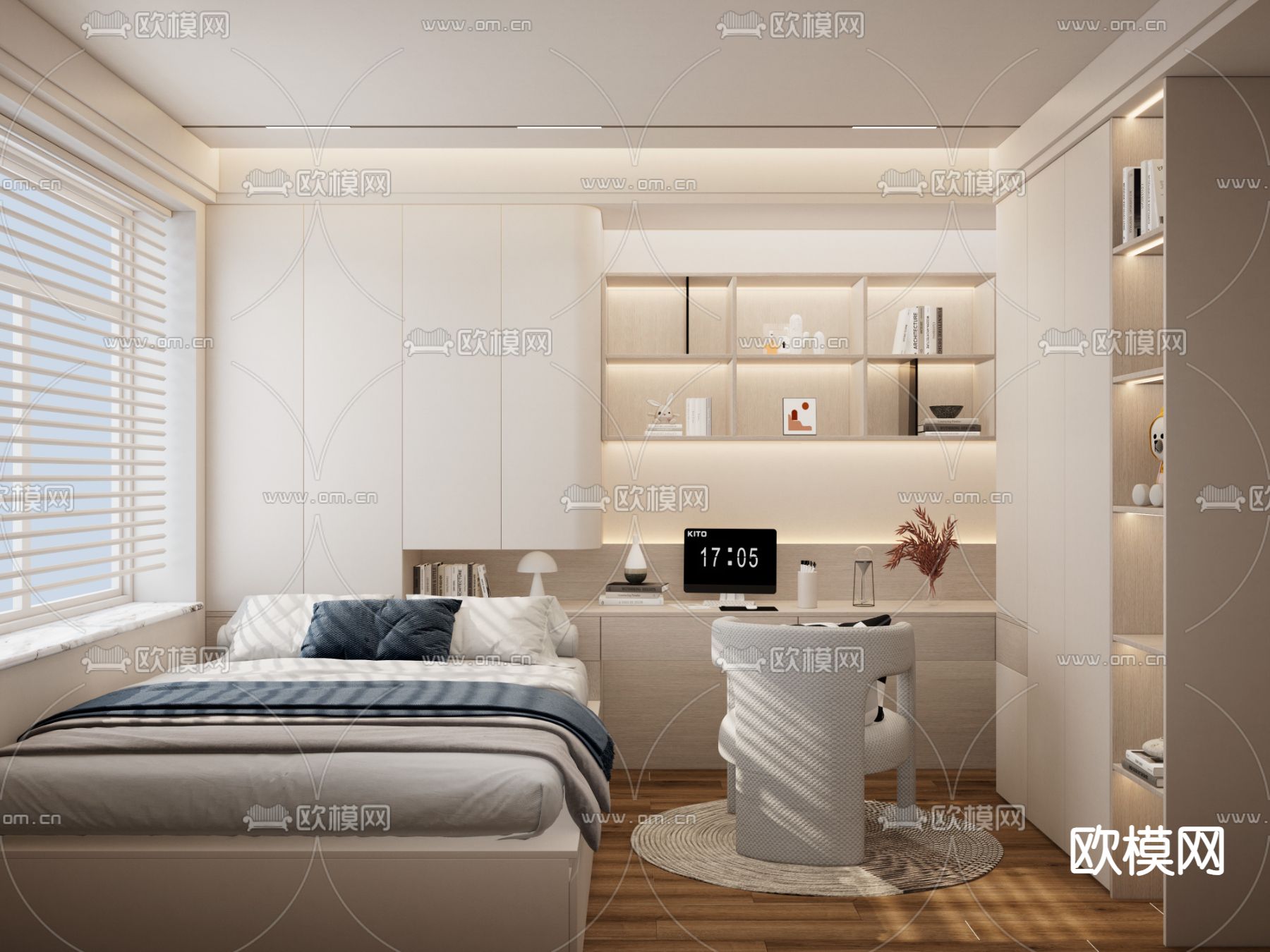 榻榻米卧室 次卧3d模型下载（渲染图1）