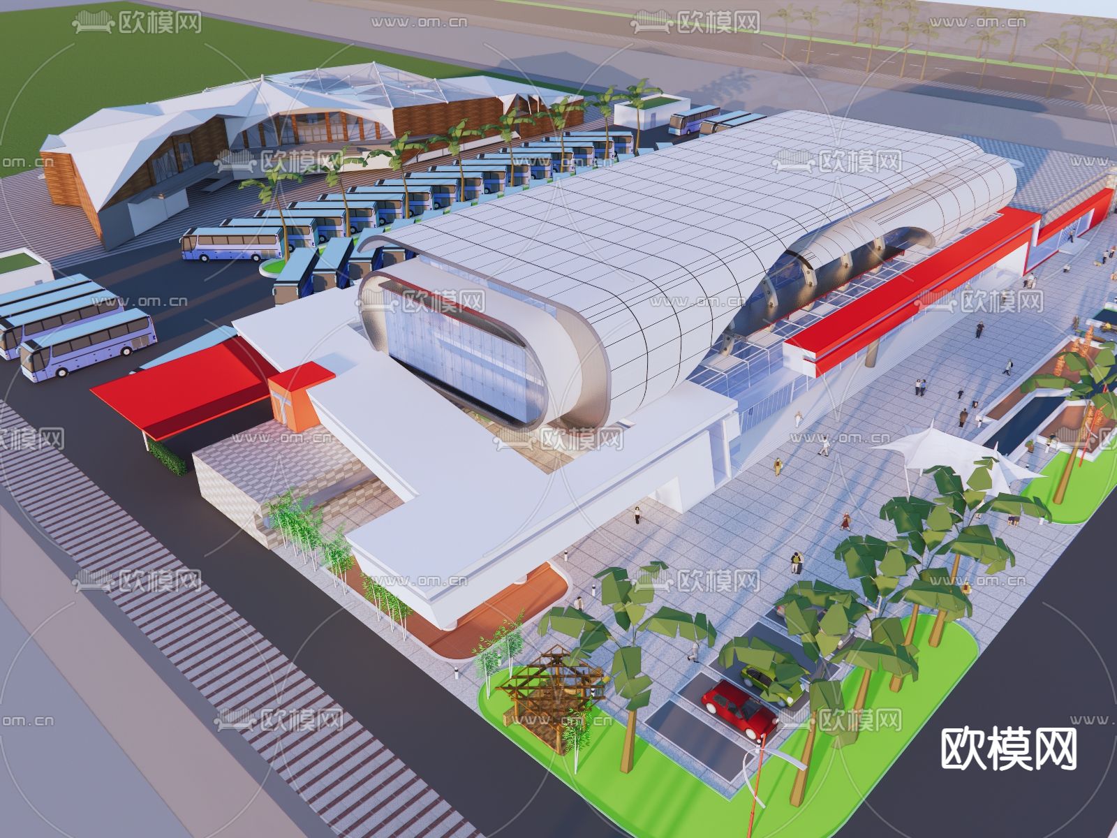汽车站su模型下载（渲染图3）