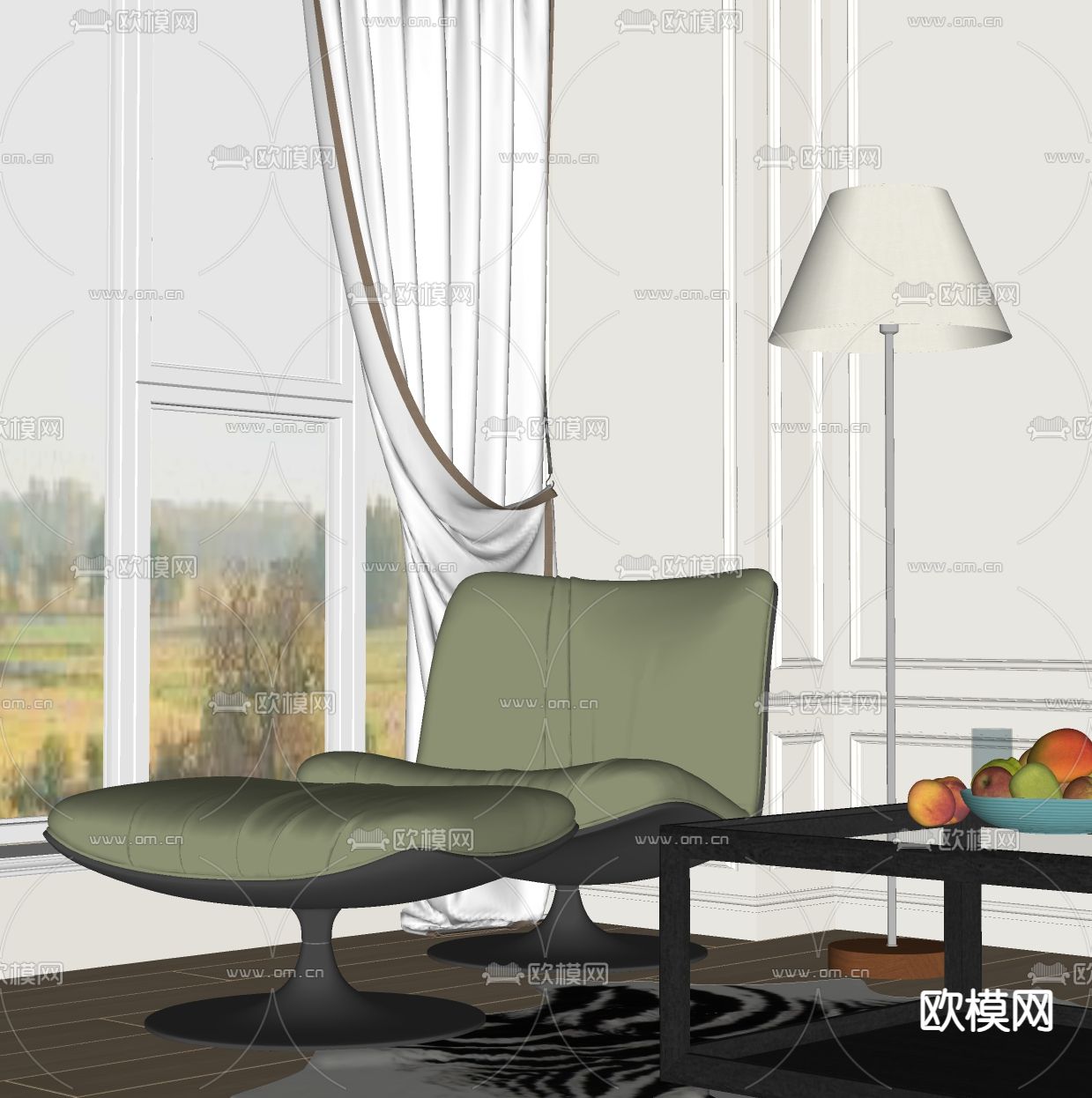 Baxter 单人沙发su模型下载（渲染图1）