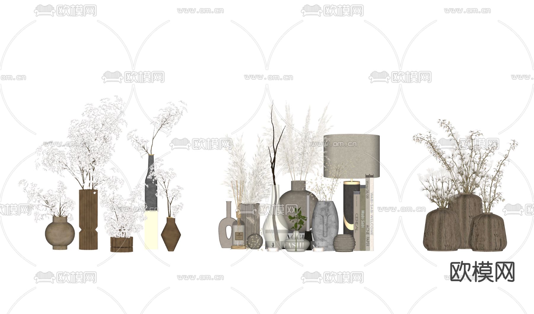 花瓶 干花摆件su模型下载（渲染图1）