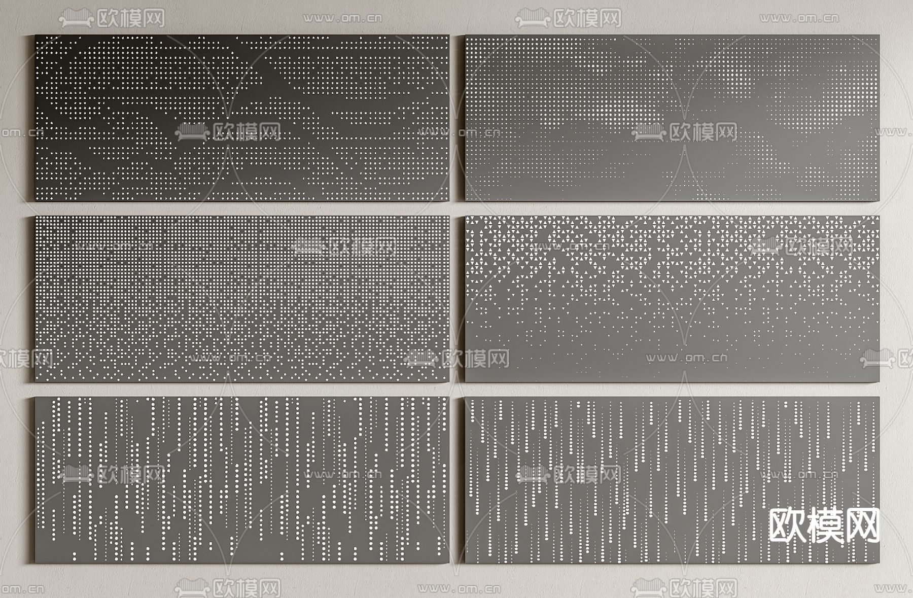 现代冲孔板景墙 透光板 镂空板 铝板su模型下载（渲染图2）