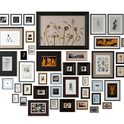 中古装饰画 照片墙su模型