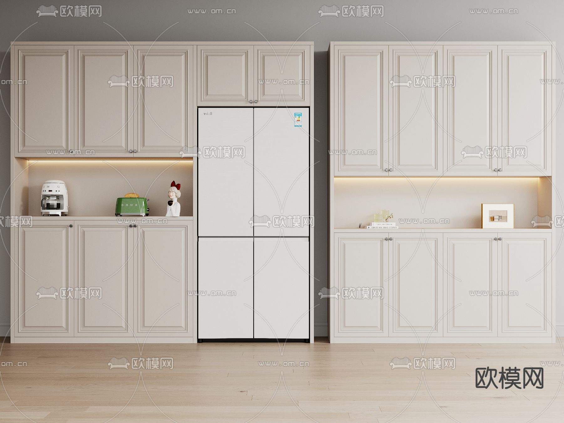 奶油风餐边柜 酒柜3d模型下载