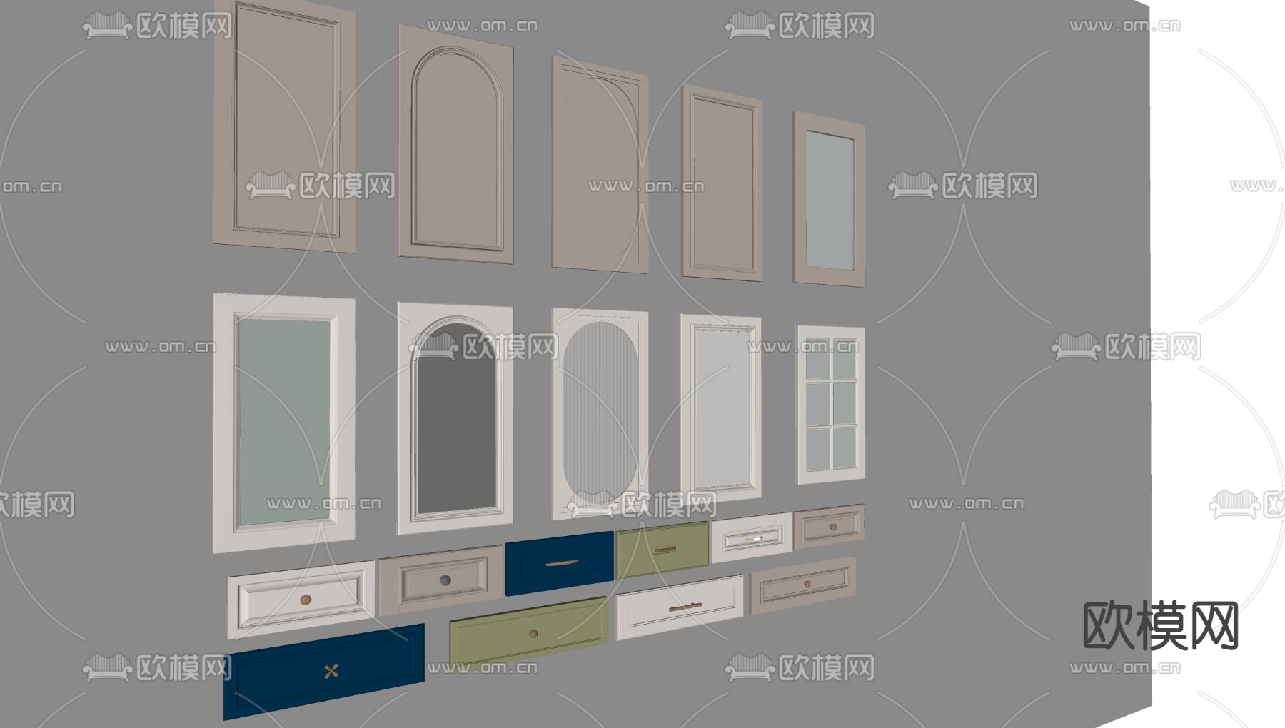 法式柜子门板 抽屉门板su模型下载（渲染图1）