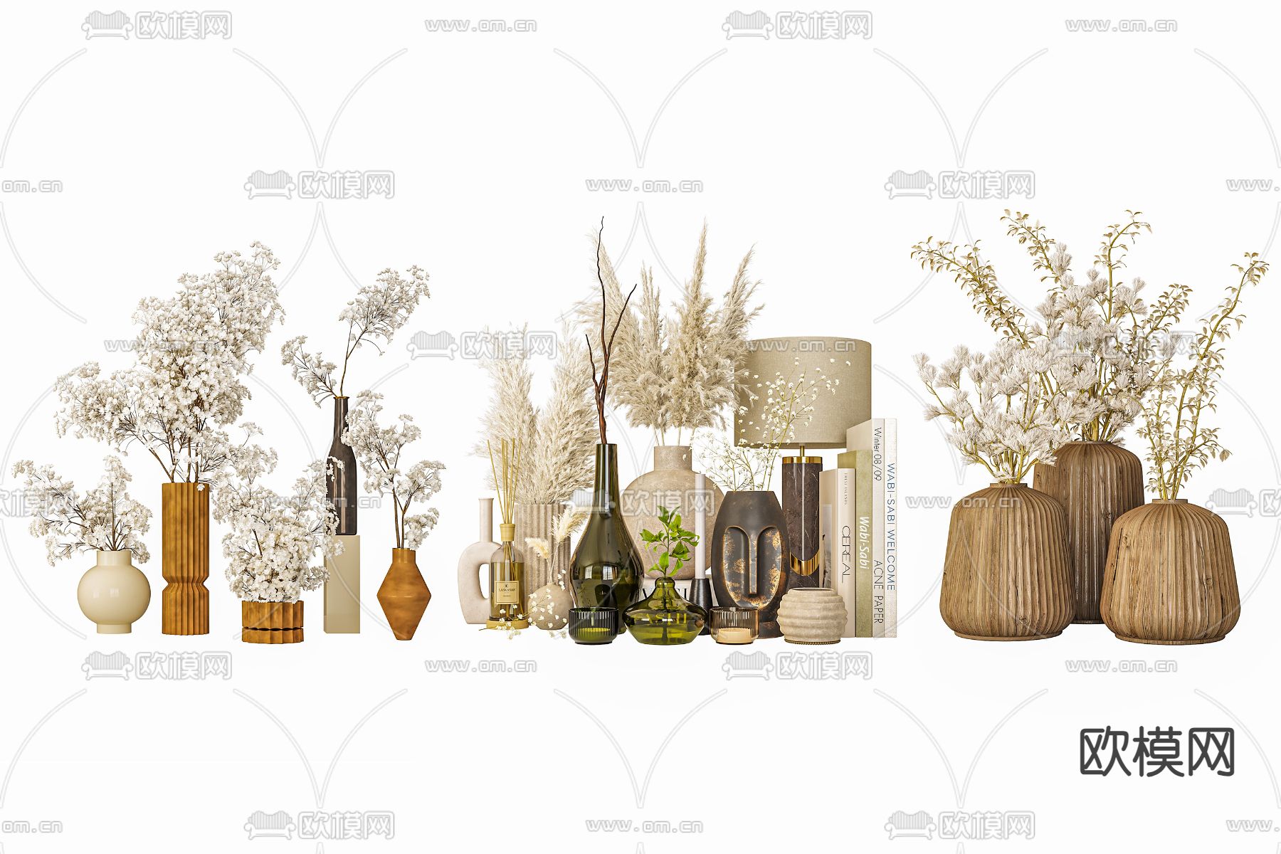 花瓶 干花摆件su模型下载（渲染图2）