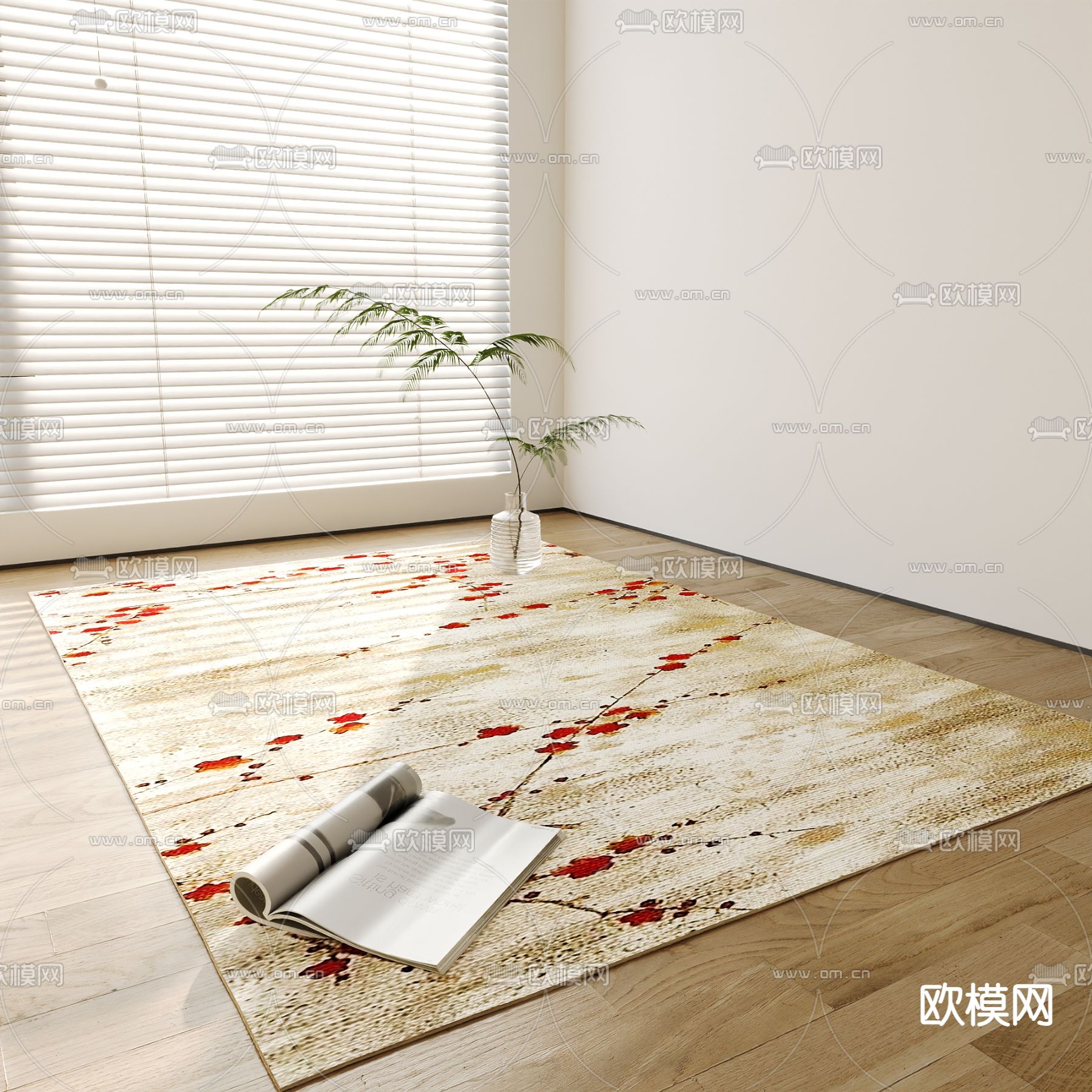 新中式地毯 方毯3d模型下载