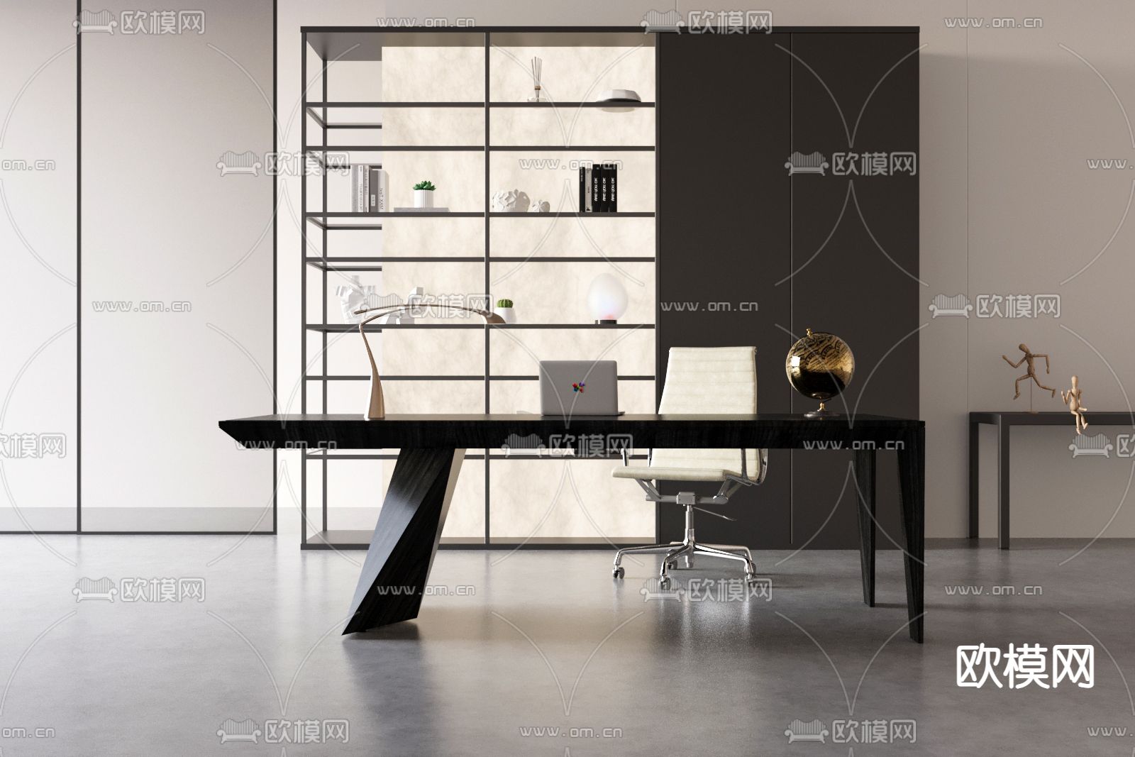 现代办公桌椅su模型下载（渲染图2）