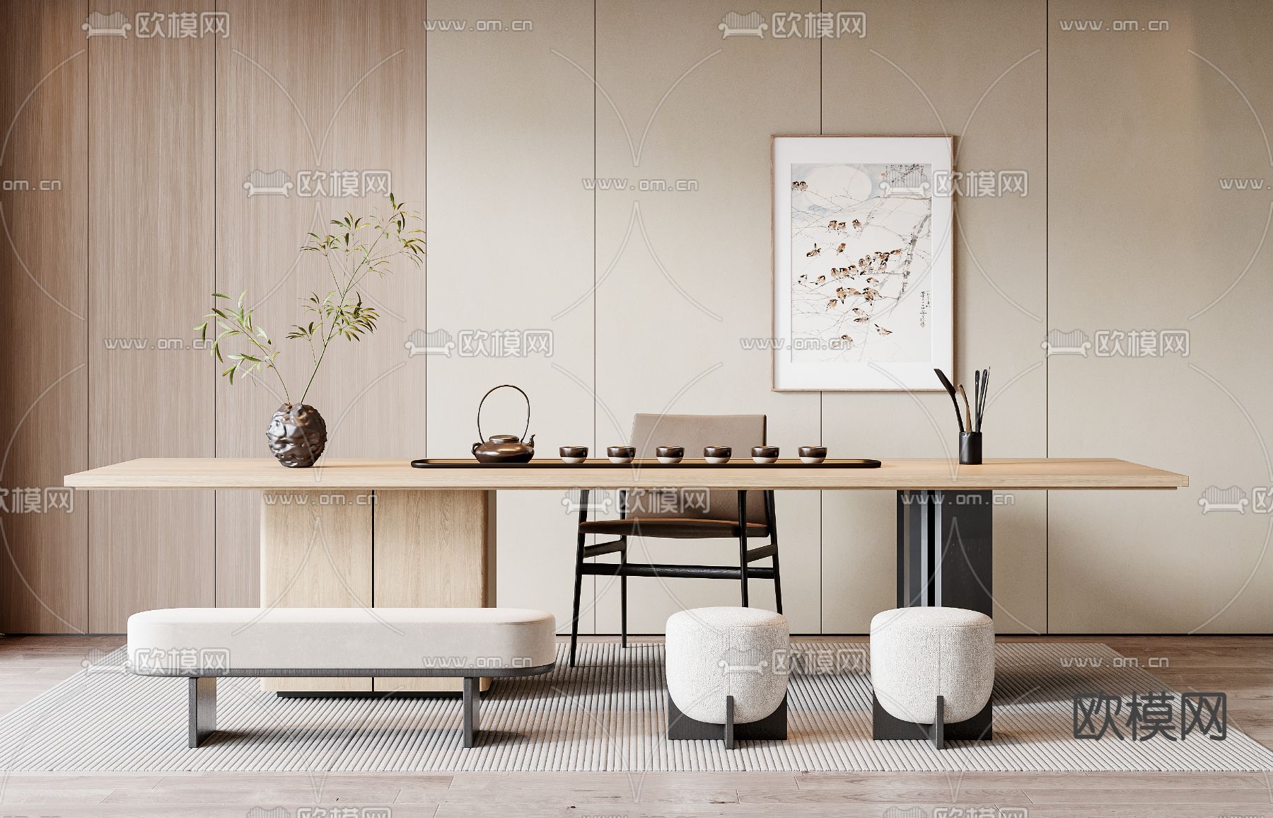 现代茶桌 茶台3d模型下载