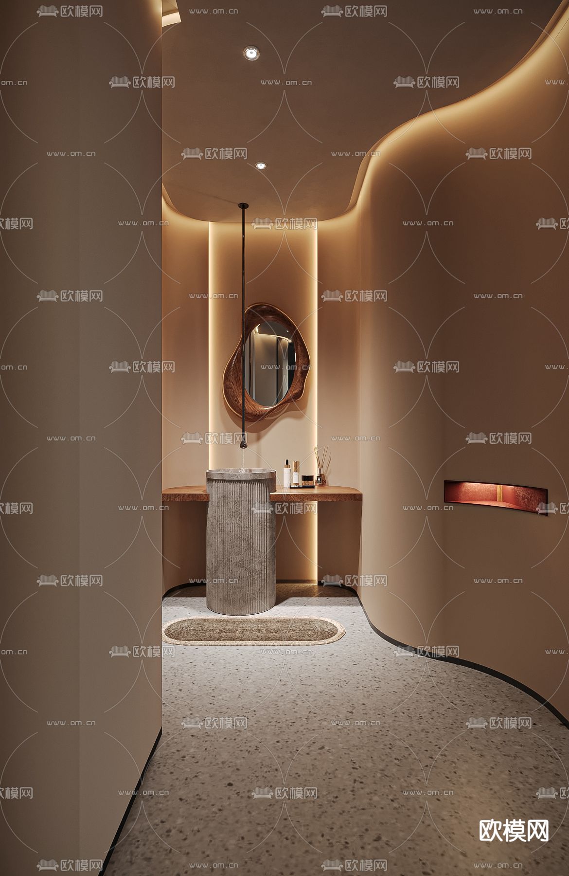 侘寂风卫生间su模型下载（渲染图2）