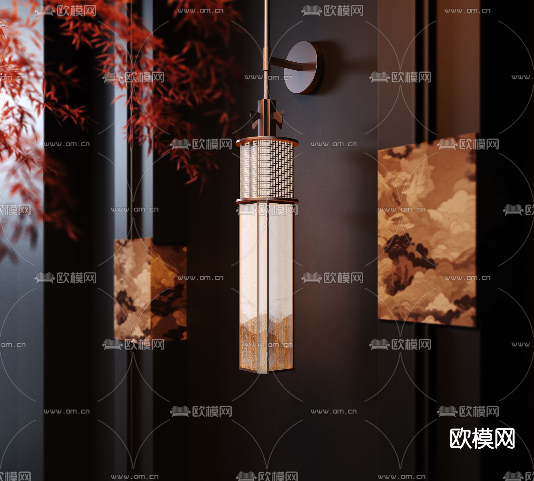 新中式壁灯 云石壁灯3d模型下载