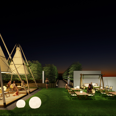  露营帐篷 户外桌椅su模型 