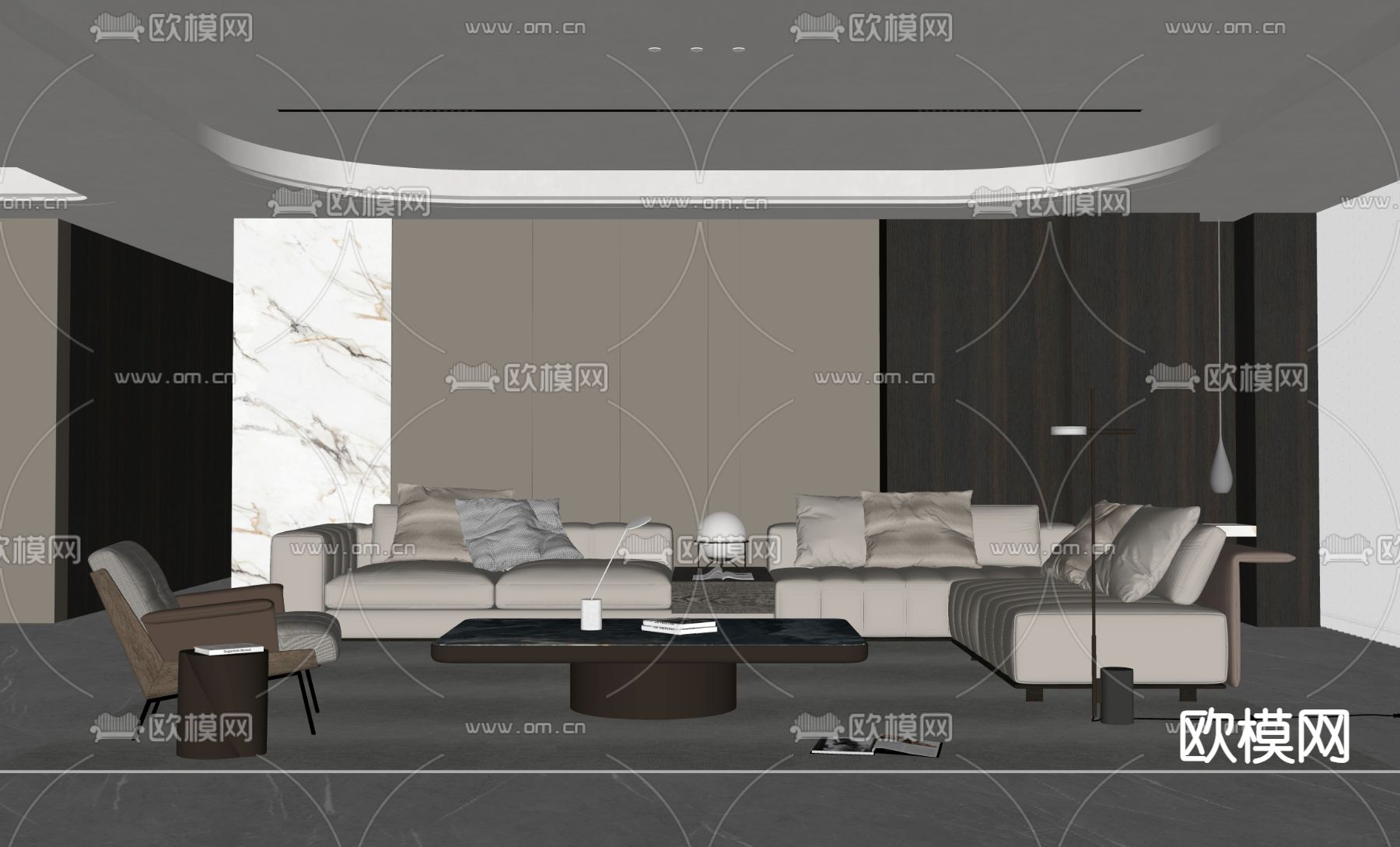 Minotti 客厅su模型下载（渲染图1）