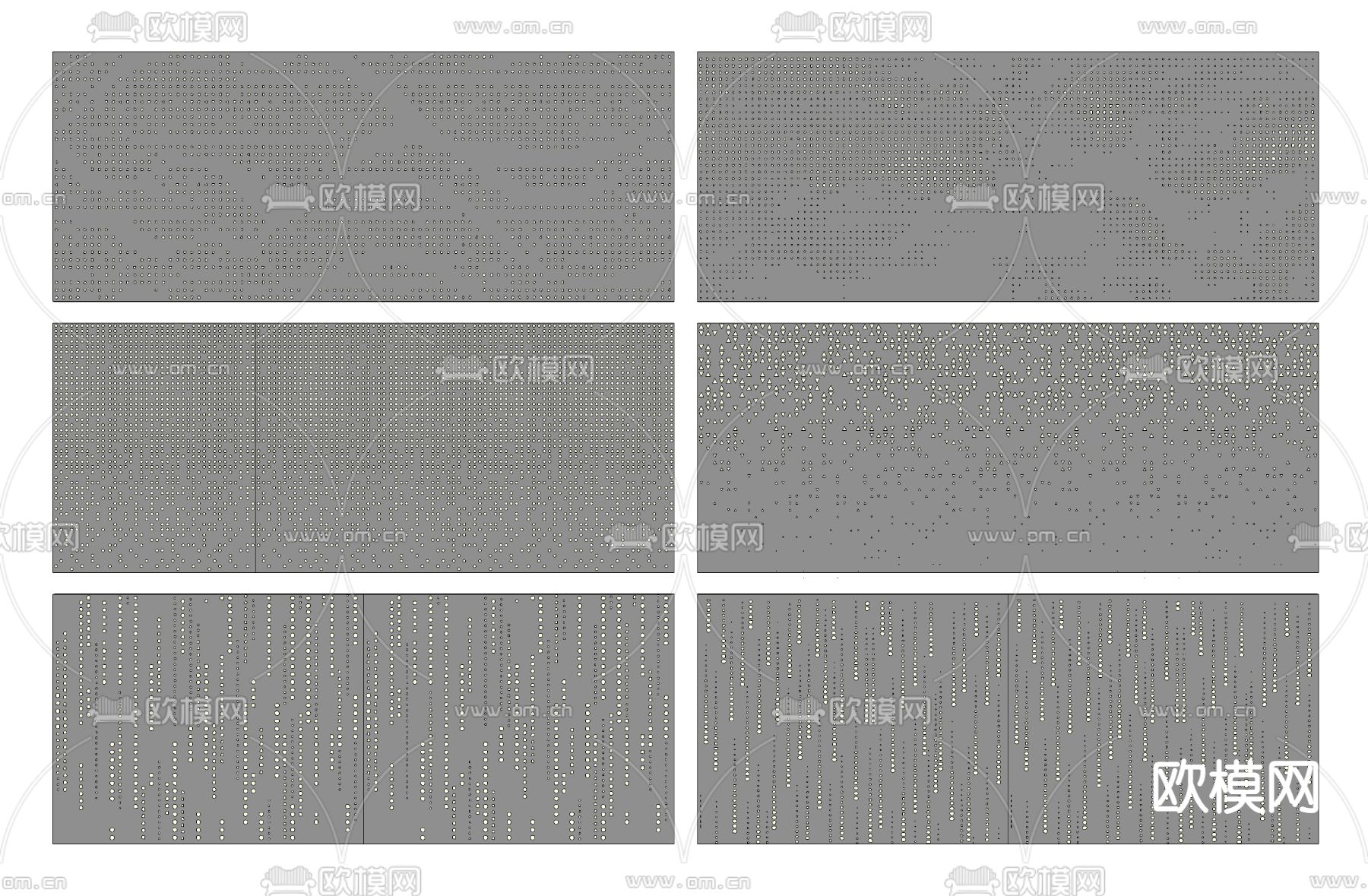 现代冲孔板景墙 透光板 镂空板 铝板su模型下载（渲染图1）