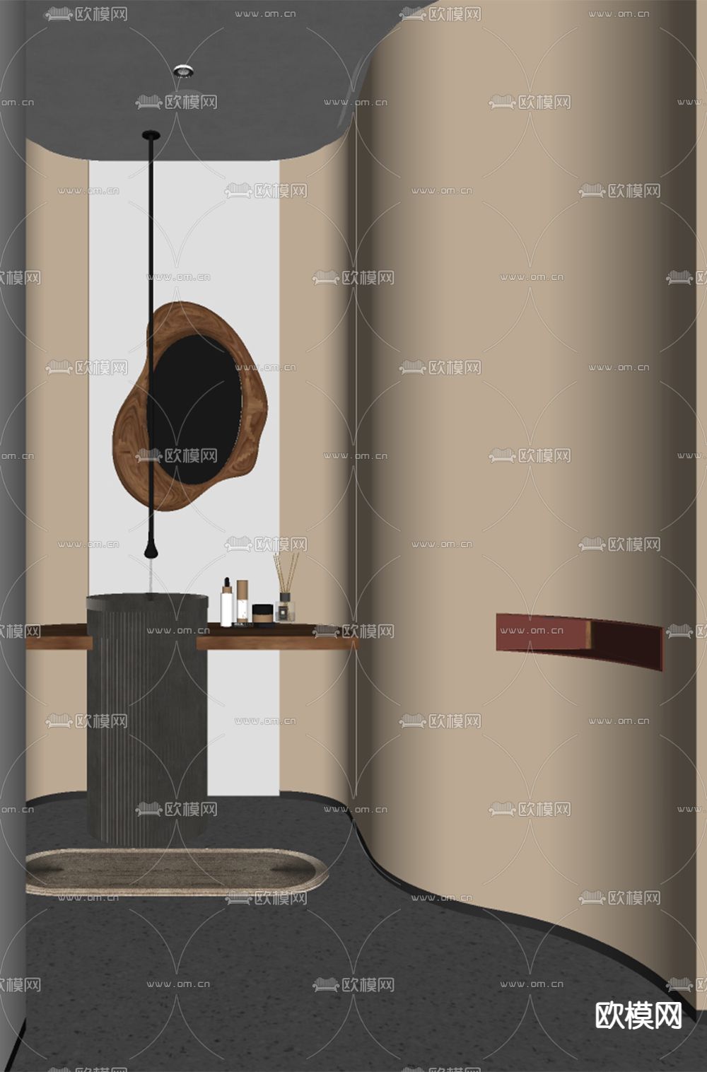 侘寂风卫生间su模型下载（渲染图1）
