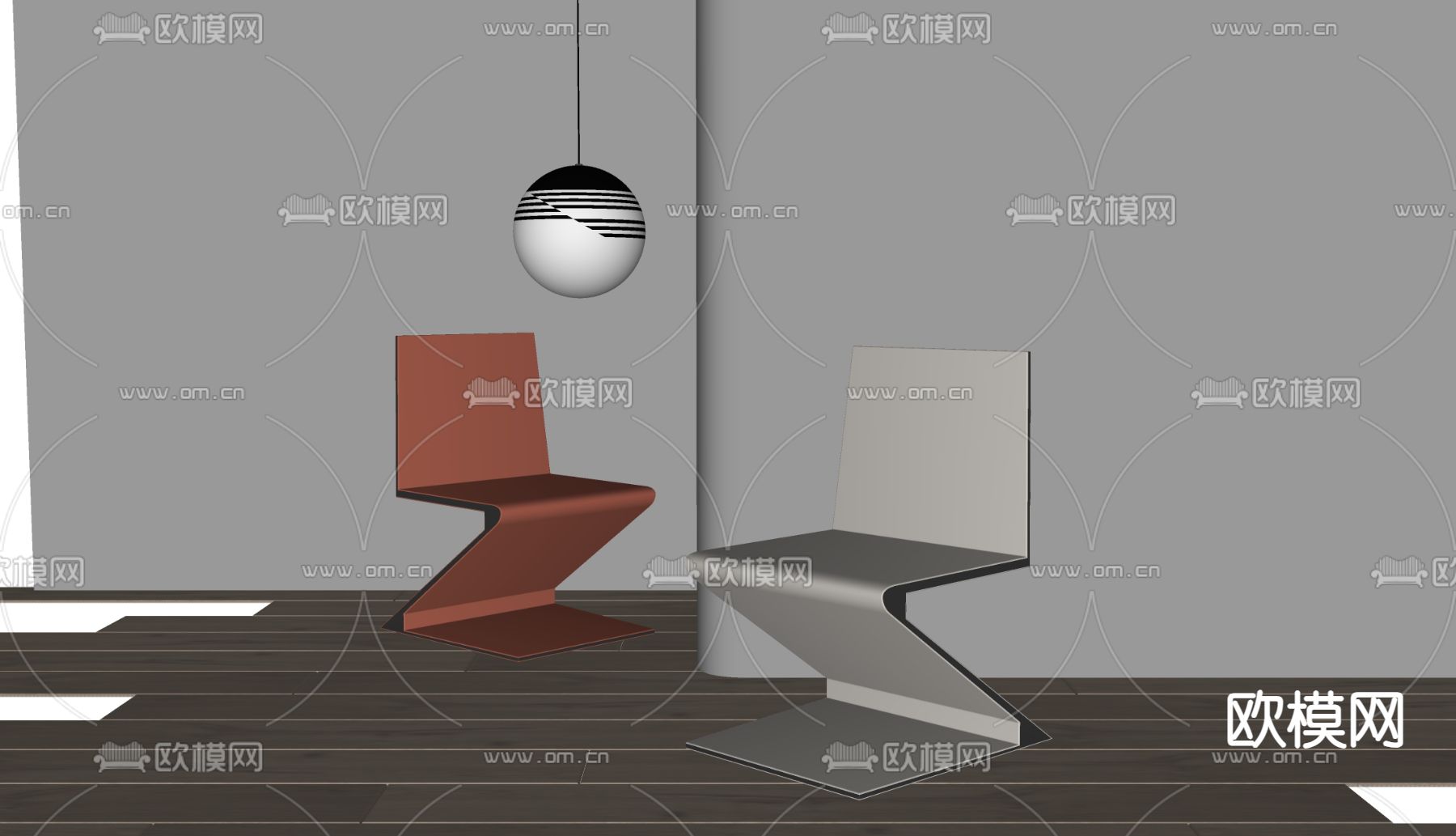 cassina 餐椅 单椅su模型下载（渲染图1）