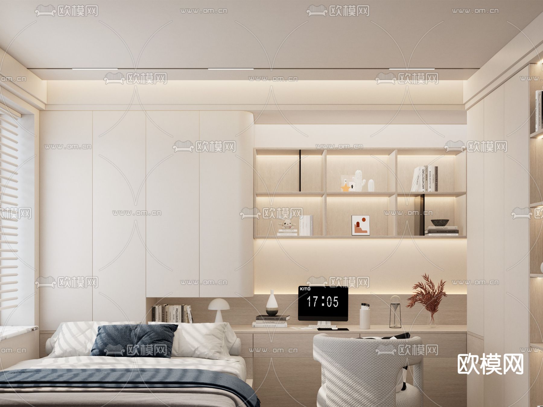 榻榻米卧室 次卧3d模型下载（渲染图4）