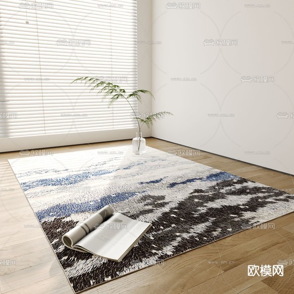 新中式地毯 方毯3d模型下载