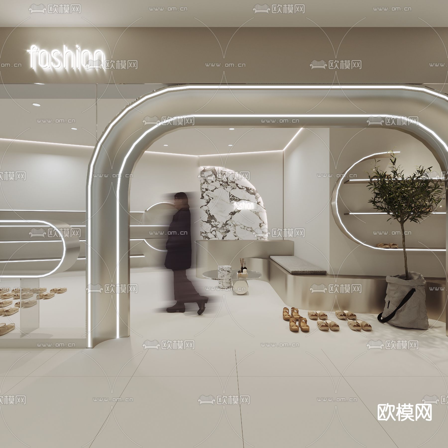 侘寂风鞋店3d模型下载（渲染图3）