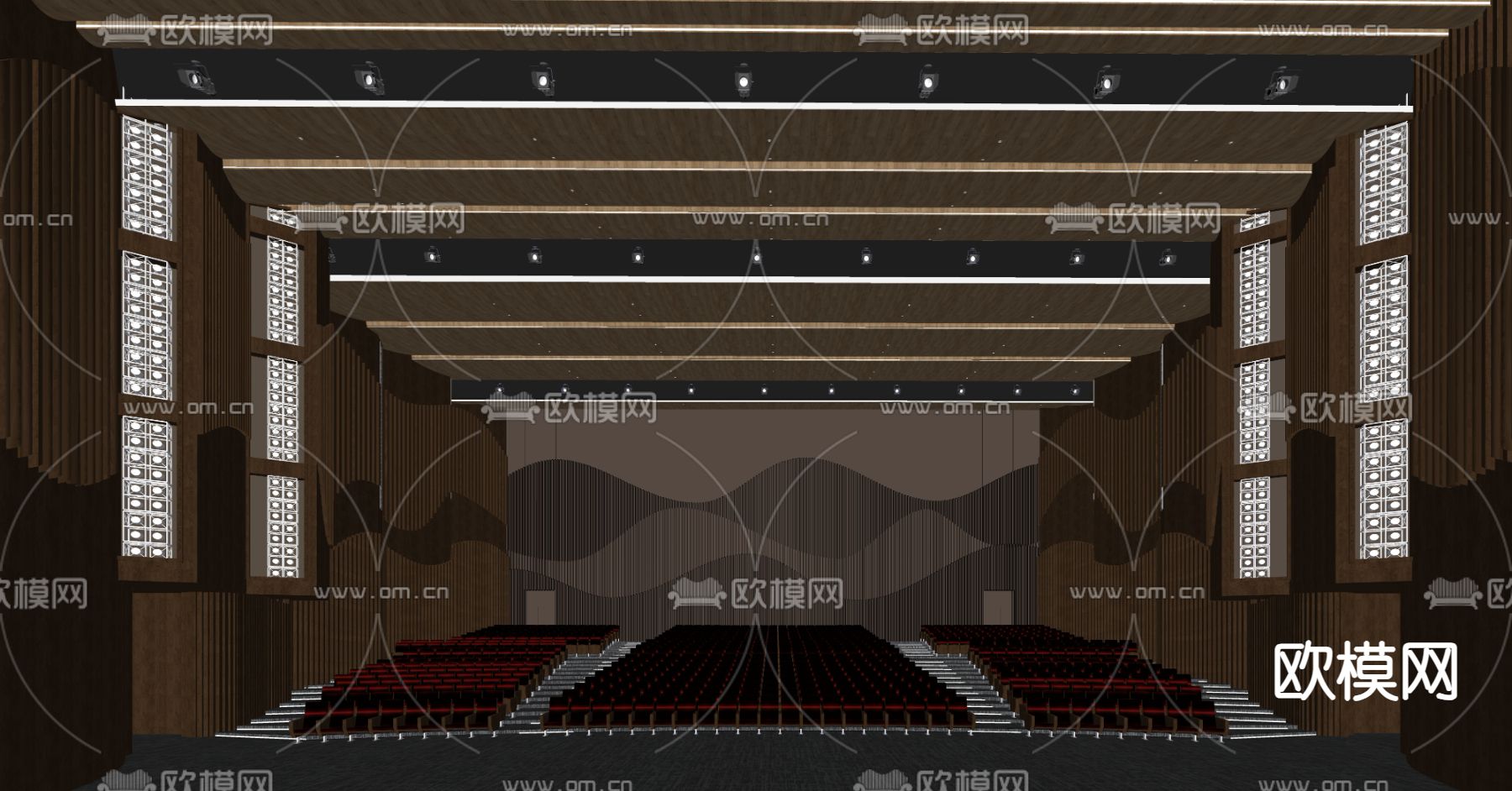 现代报告厅 多功能厅su模型下载（渲染图1）