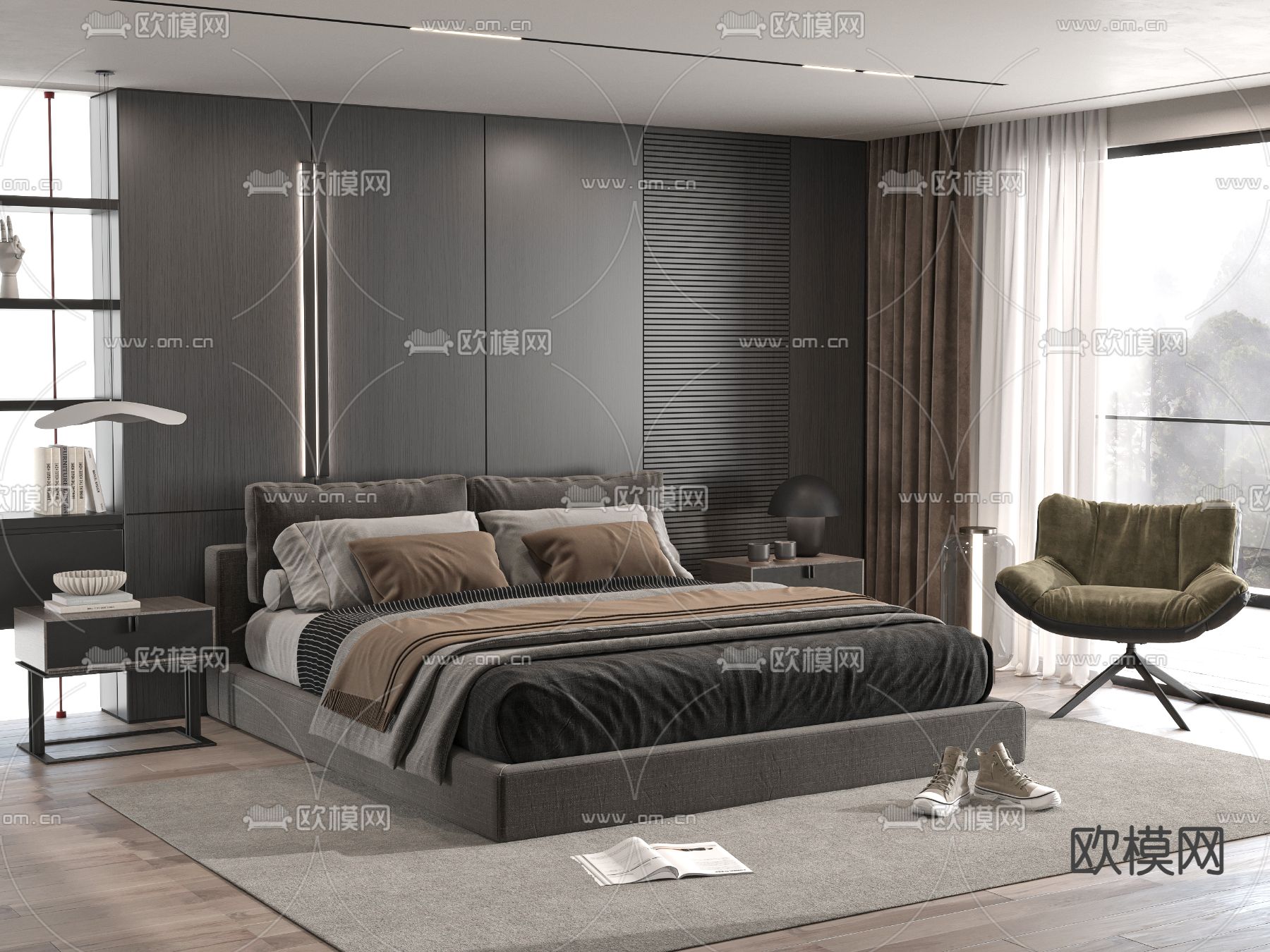 Minotti 双人床 卧室3d模型下载