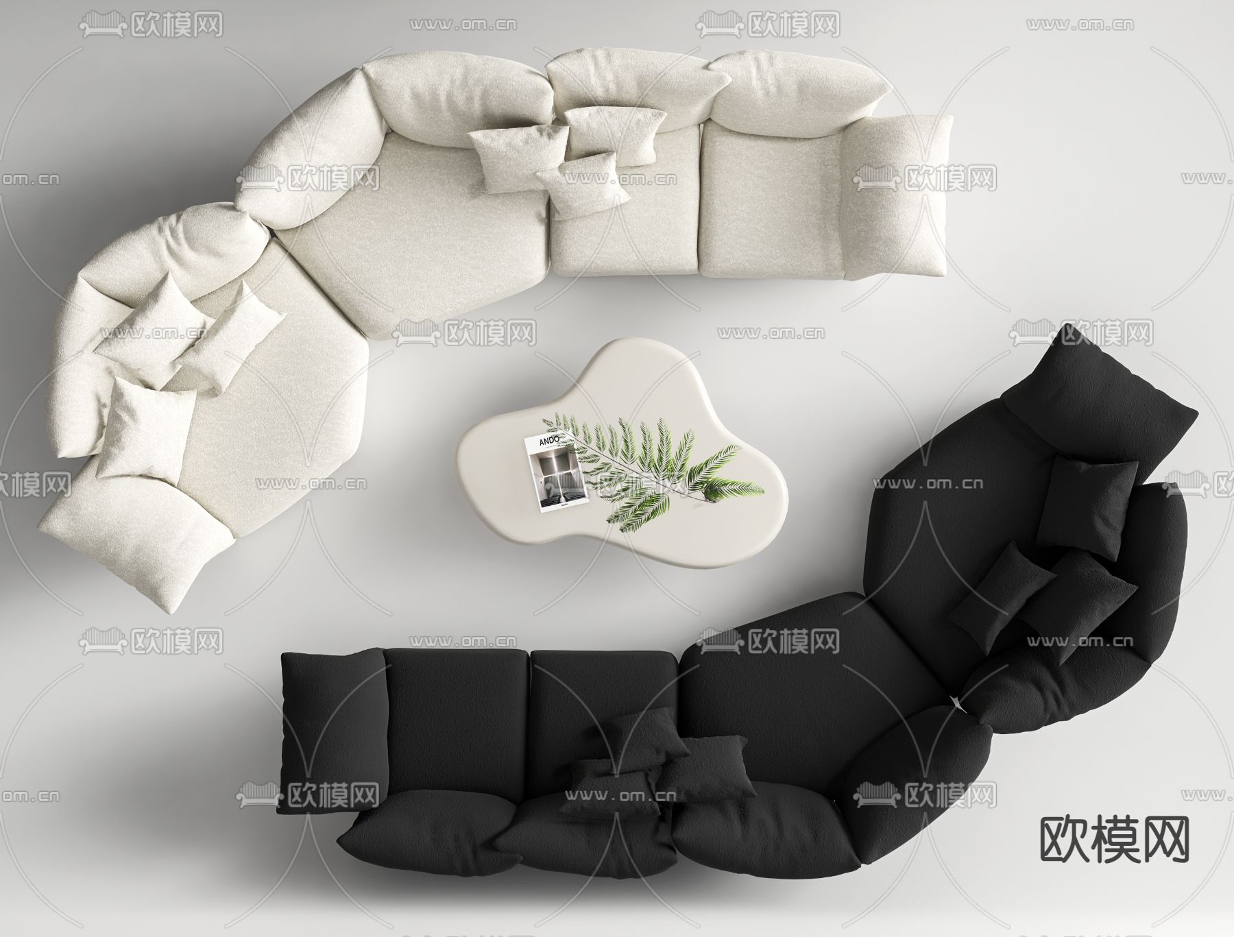 现代多人沙发su模型