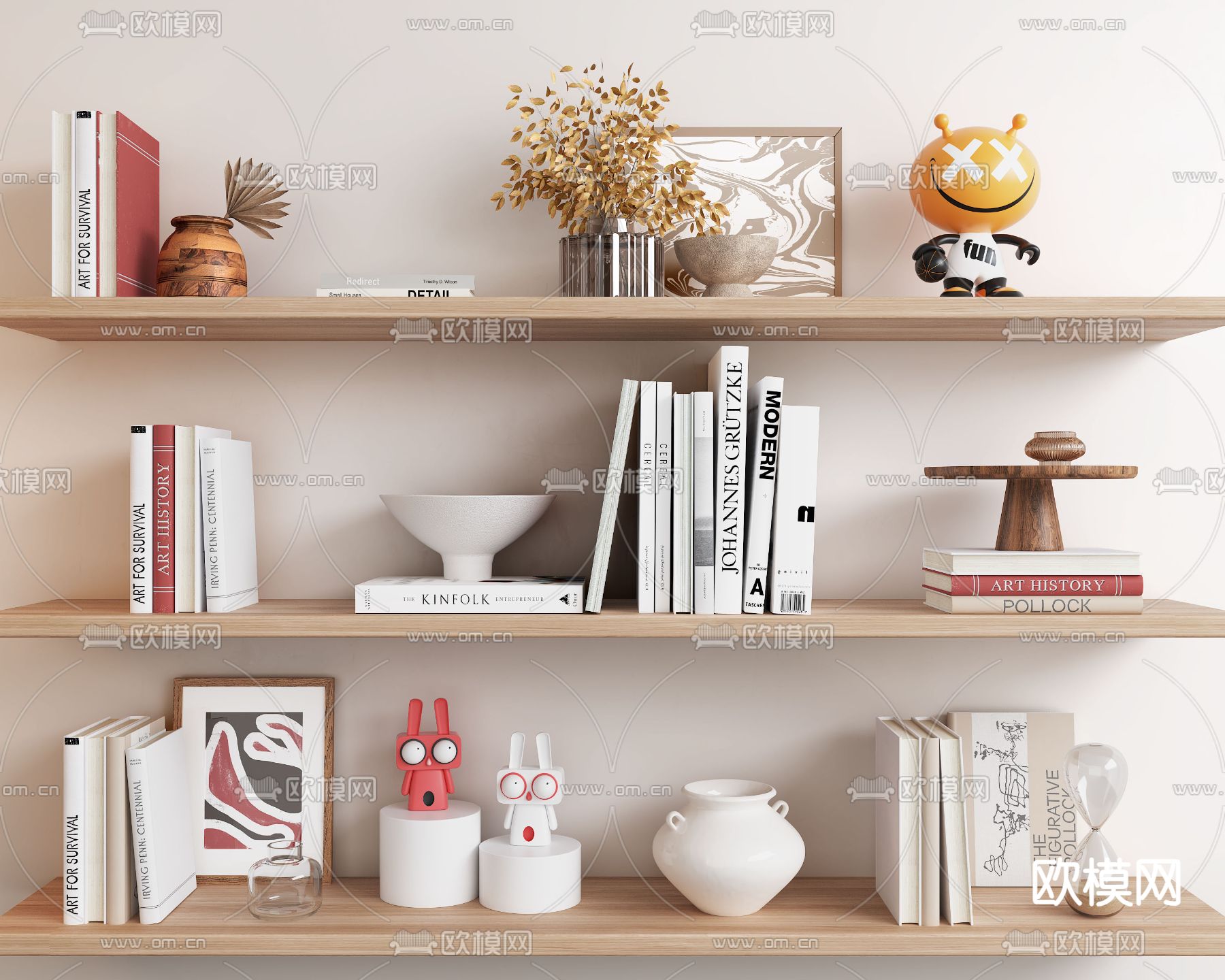 现代装饰品 摆件 书籍 挂画3d模型下载