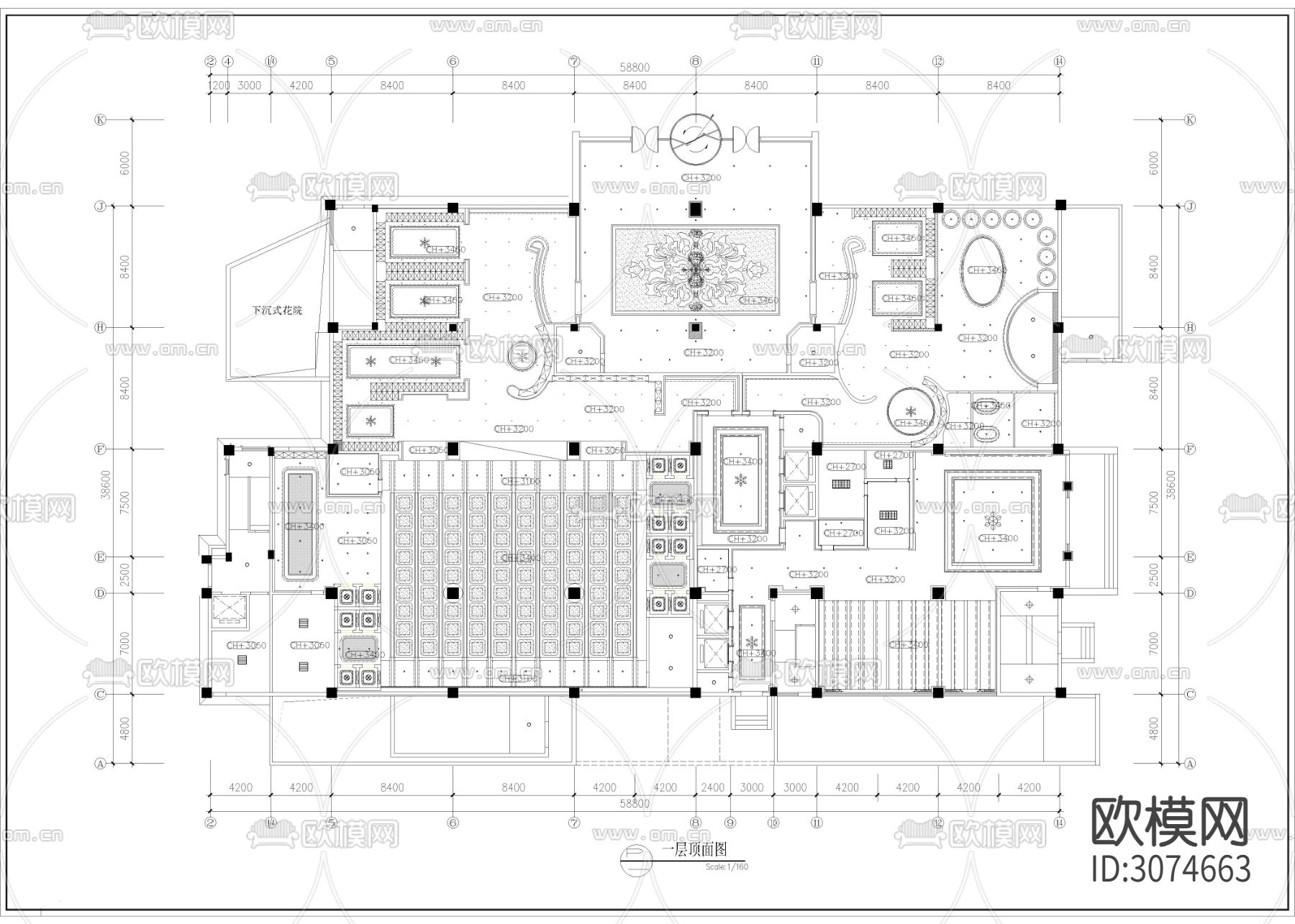 4100㎡汤泉 水疗 洗浴 休闲会所cad施工图下载（渲染图3）