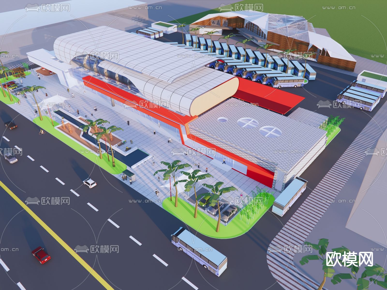 汽车站su模型下载（渲染图4）