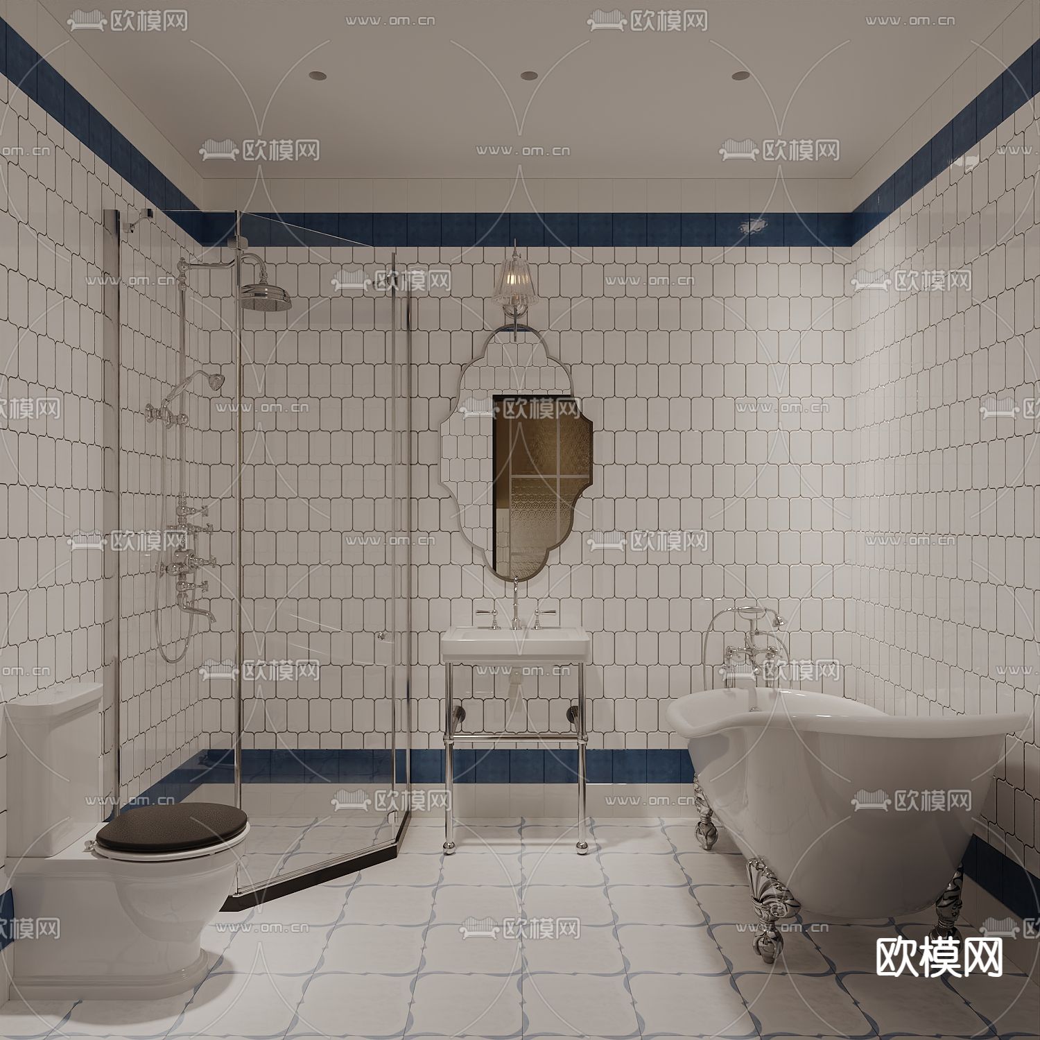 法式卧室 公寓 餐厅 厨房su模型下载（渲染图3）