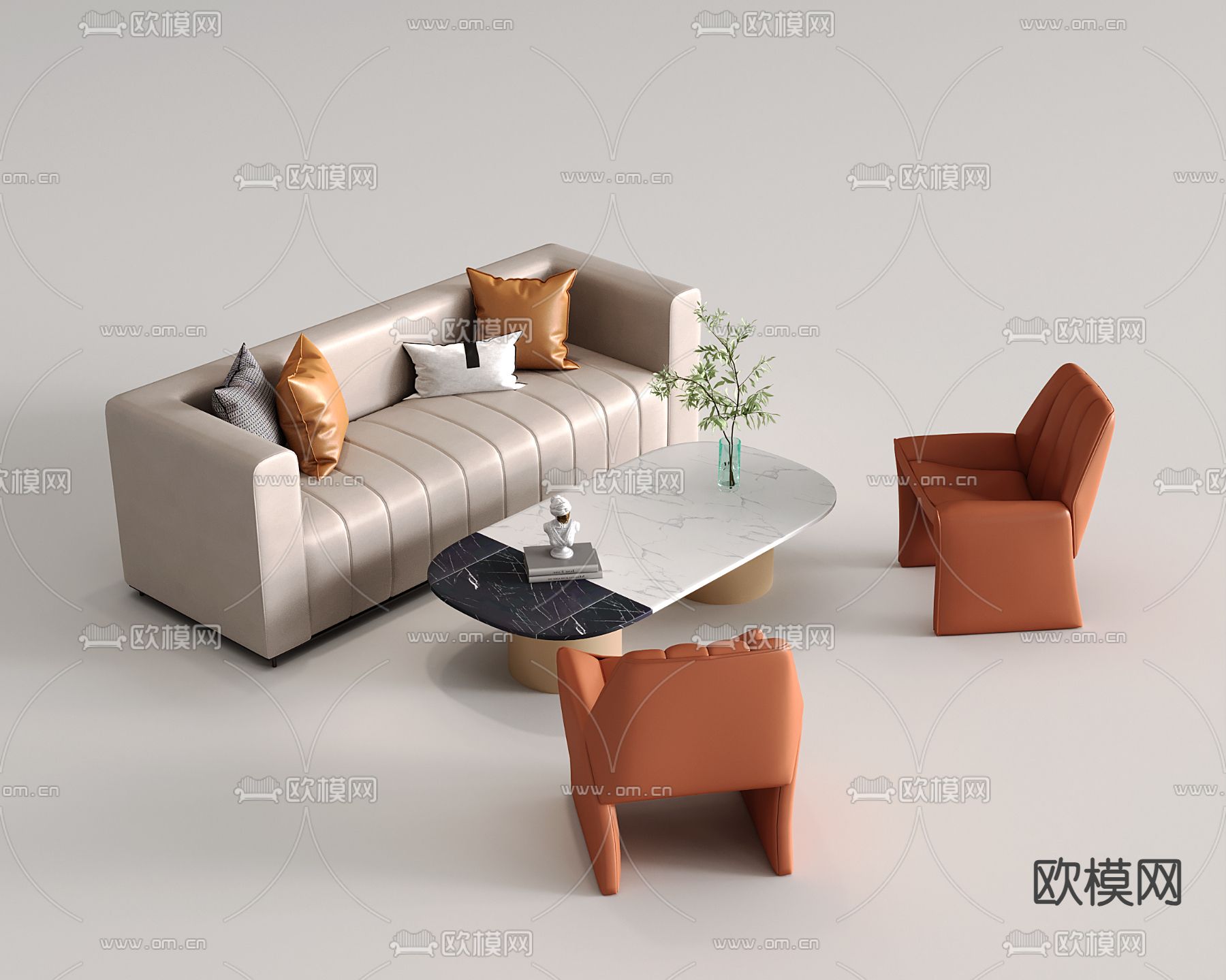 办公沙发 组合沙发3d模型下载