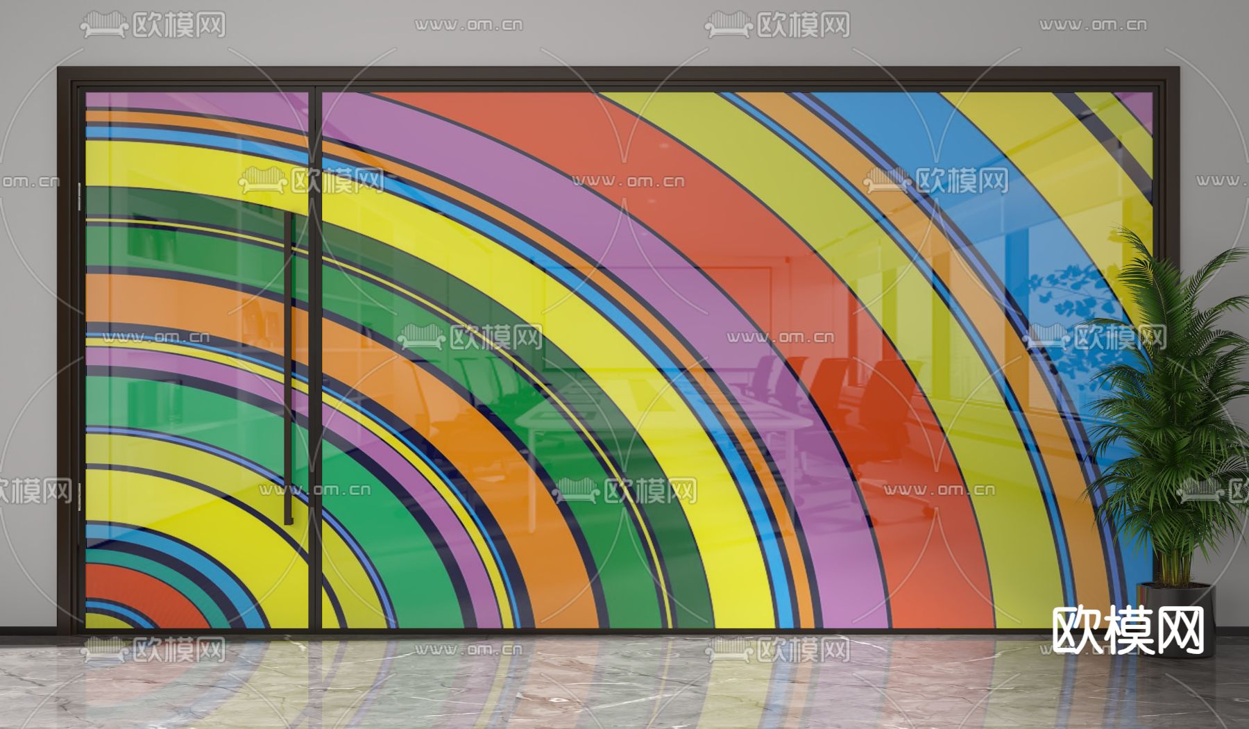 办公室门 玻璃隔断 高隔断3d模型下载