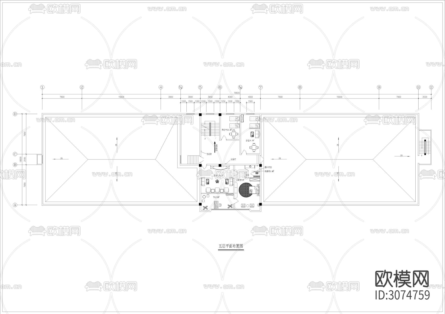 6240㎡汤泉 水疗 洗浴中心cad施工图下载（渲染图4）