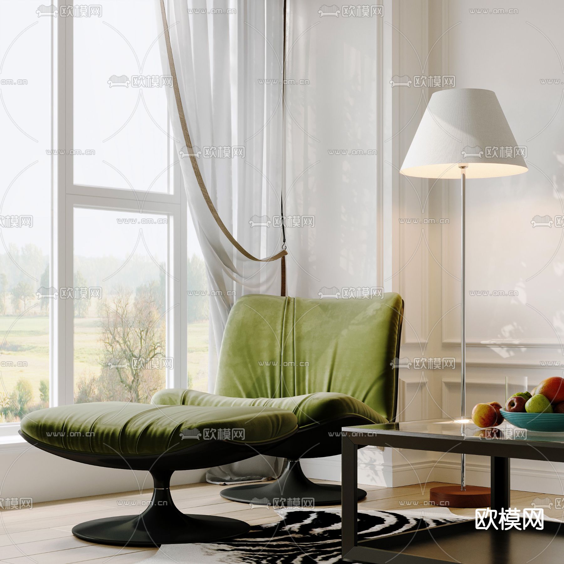 Baxter 单人沙发su模型下载（渲染图2）