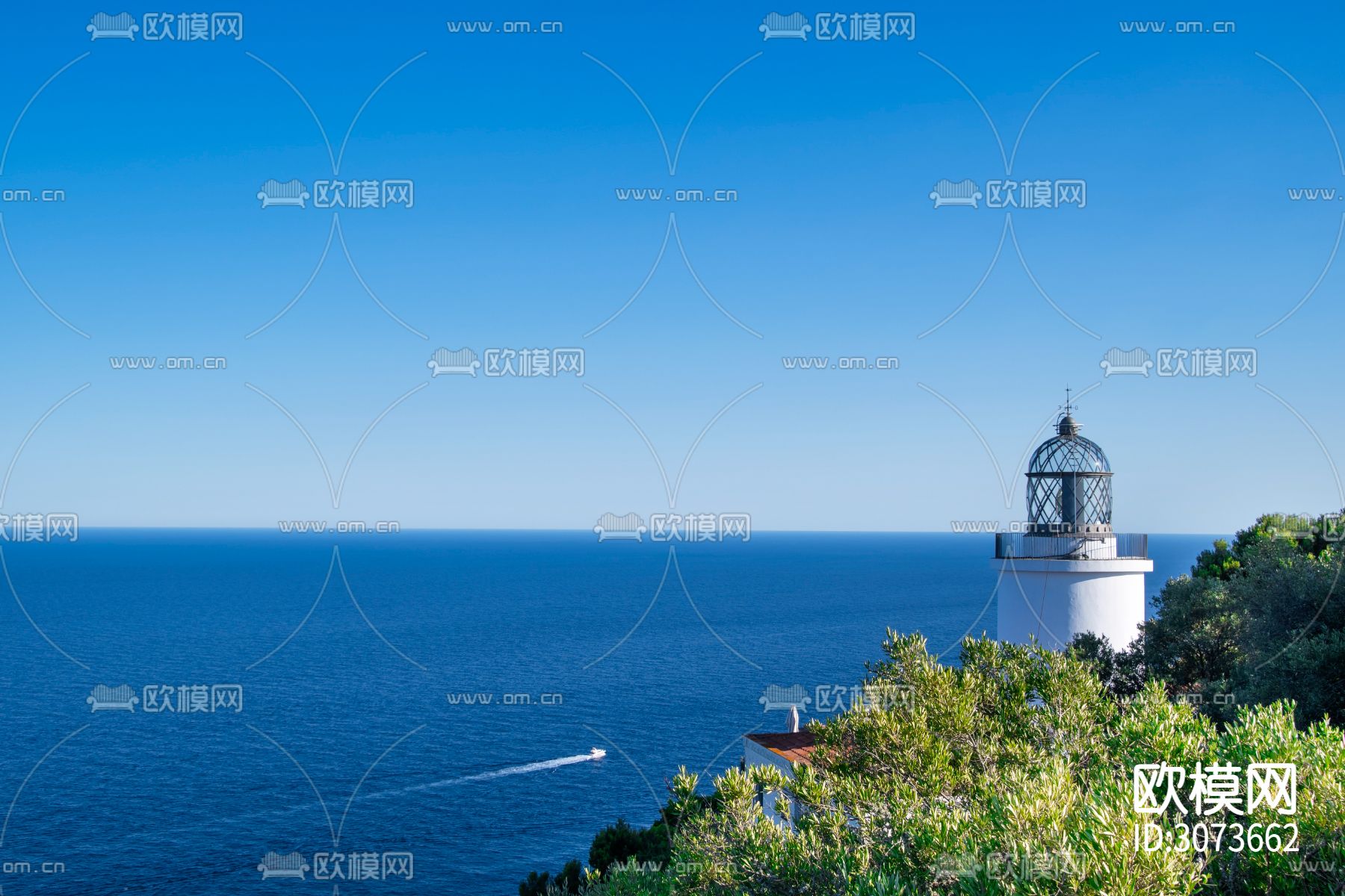 欧式海岸灯塔 蓝天沿海风景贴图下载