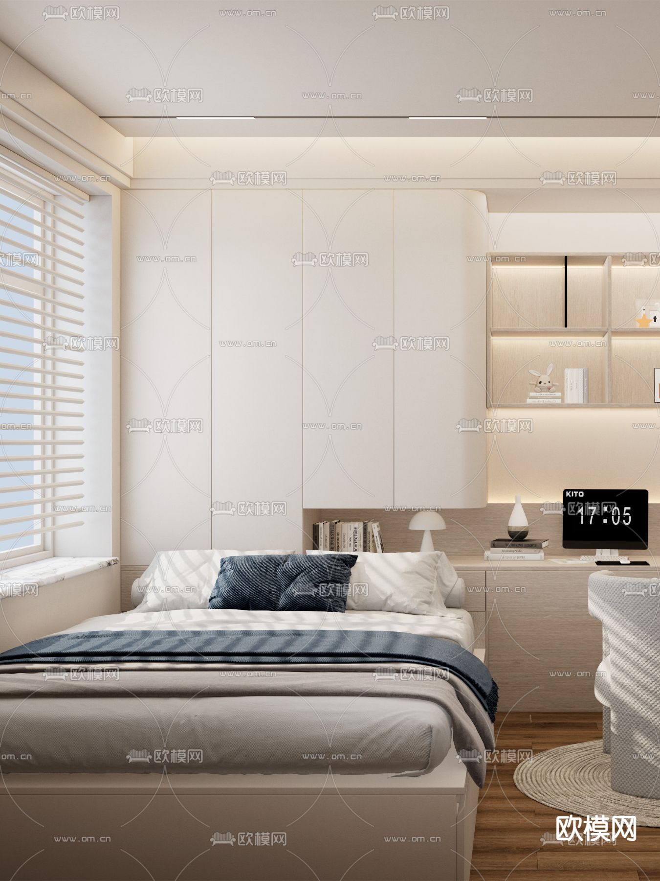 榻榻米卧室 次卧3d模型下载（渲染图2）