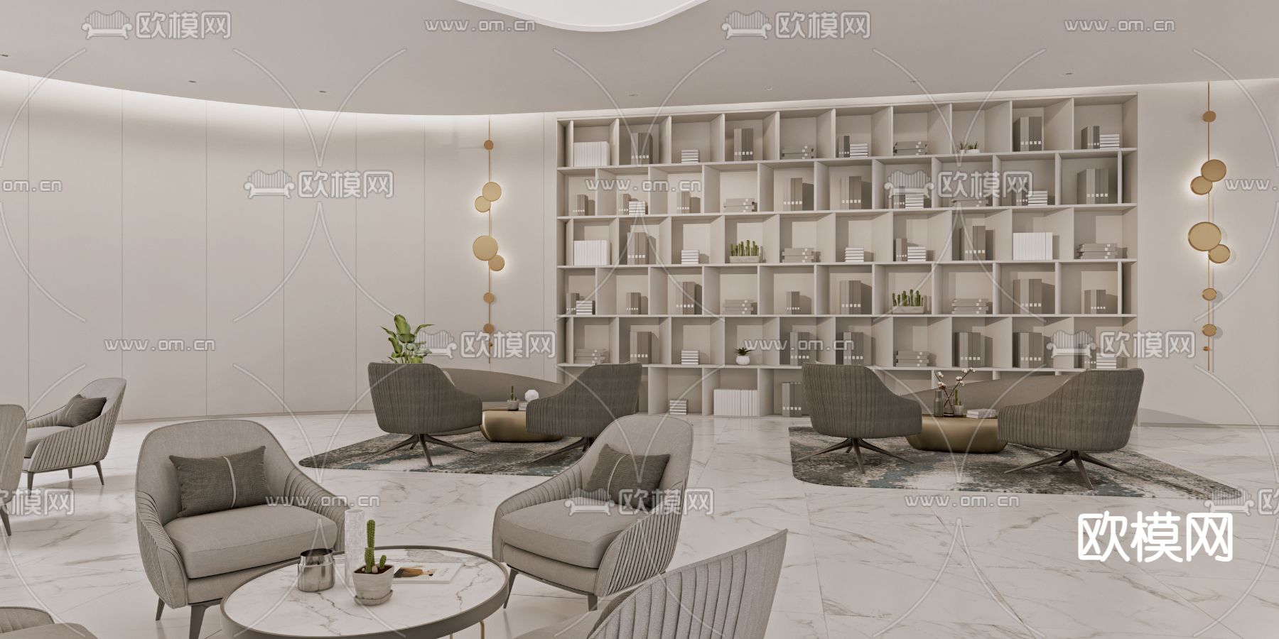 办公室休息区 洽谈区3d模型下载（渲染图2）