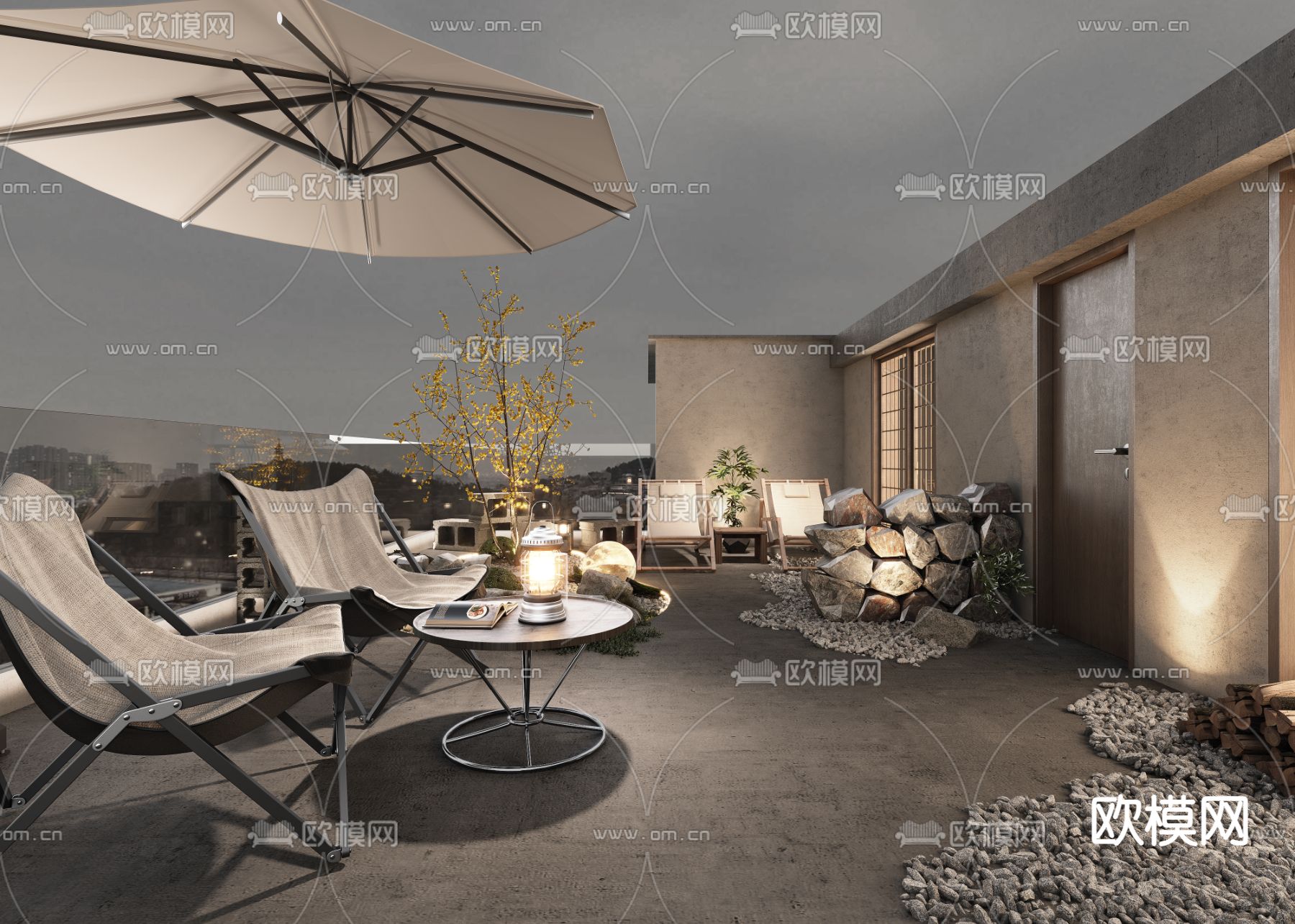 侘寂露台 休闲区3d模型下载