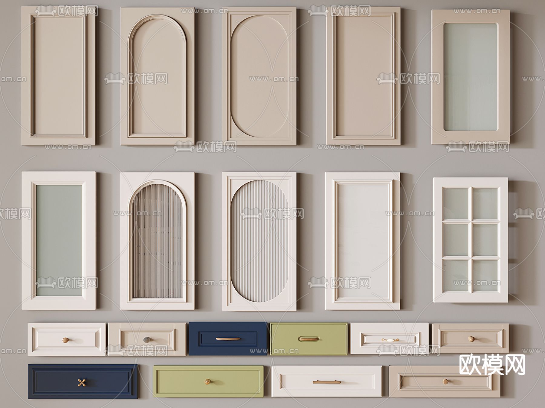 法式柜子门板 抽屉门板su模型下载（渲染图2）