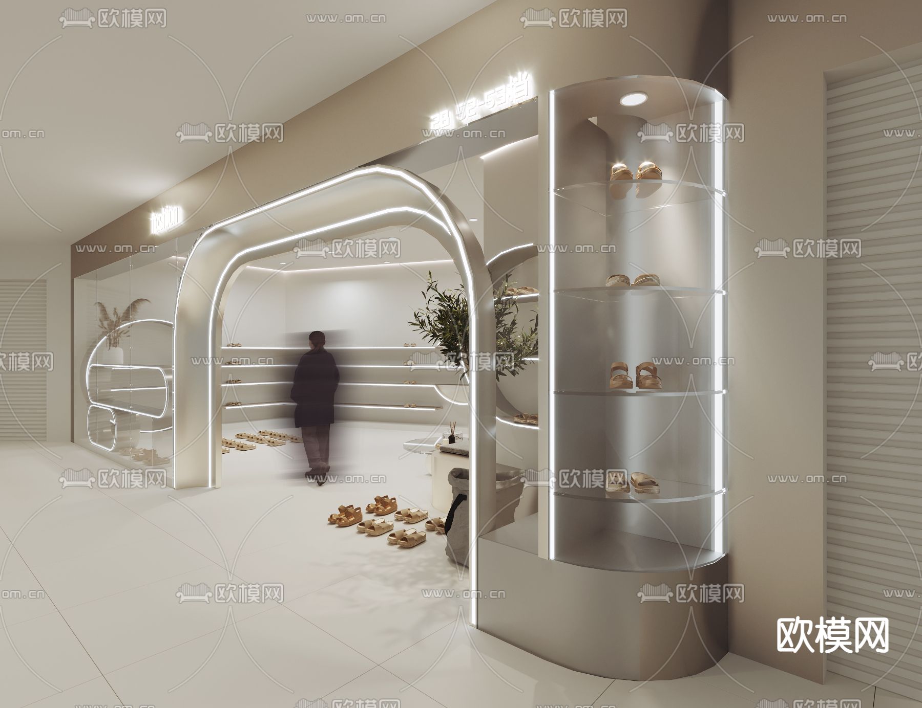 侘寂风鞋店3d模型下载（渲染图2）