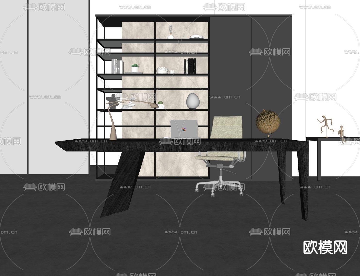 现代办公桌椅su模型下载（渲染图1）