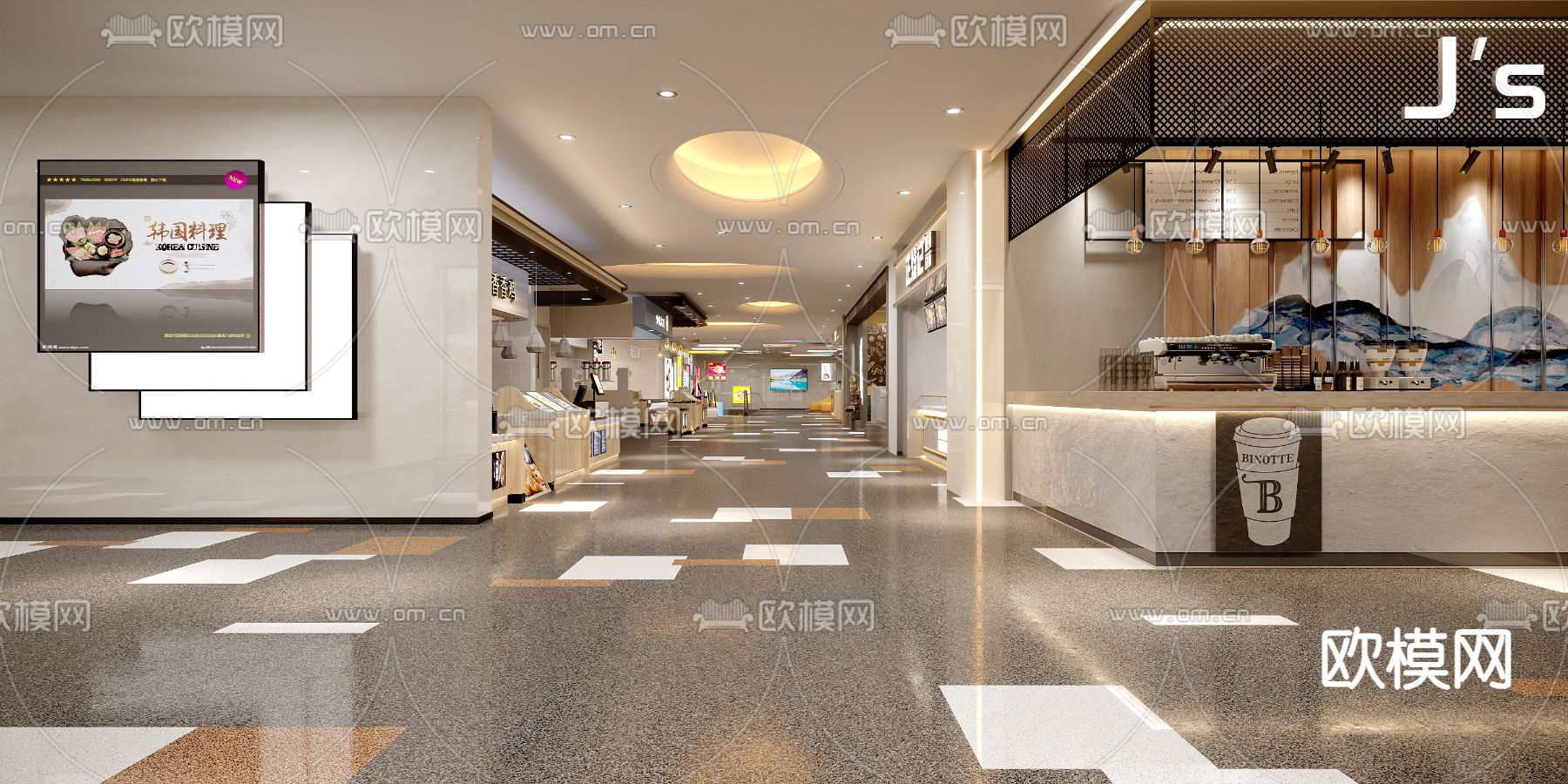 商场大厅 过道3d模型下载