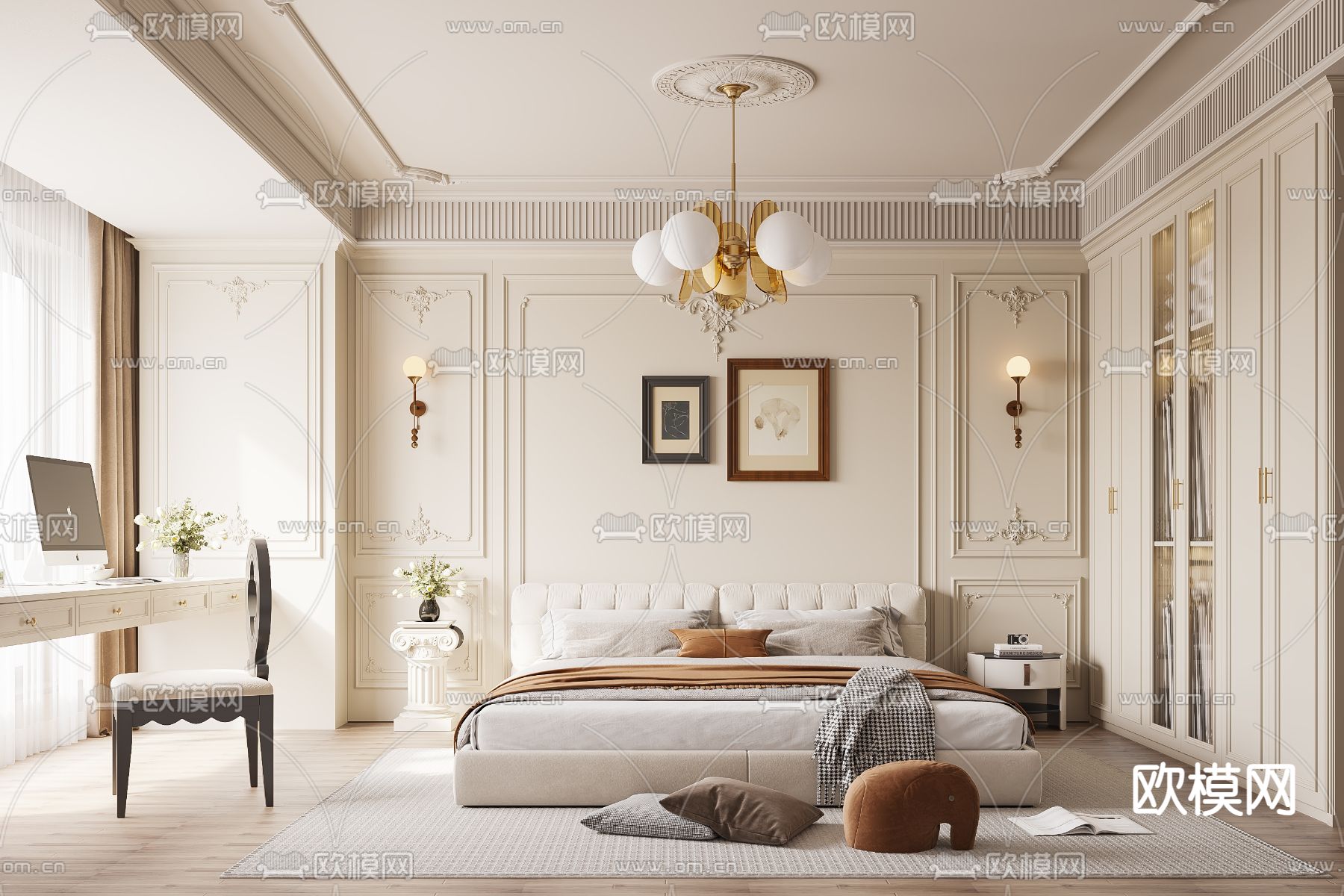 法式卧室 主卧 主人房3d模型下载
