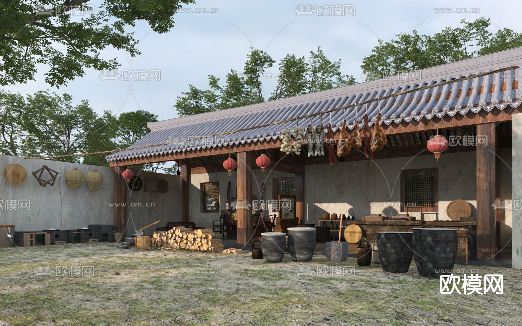 农家小院 庭院景观3d模型下载