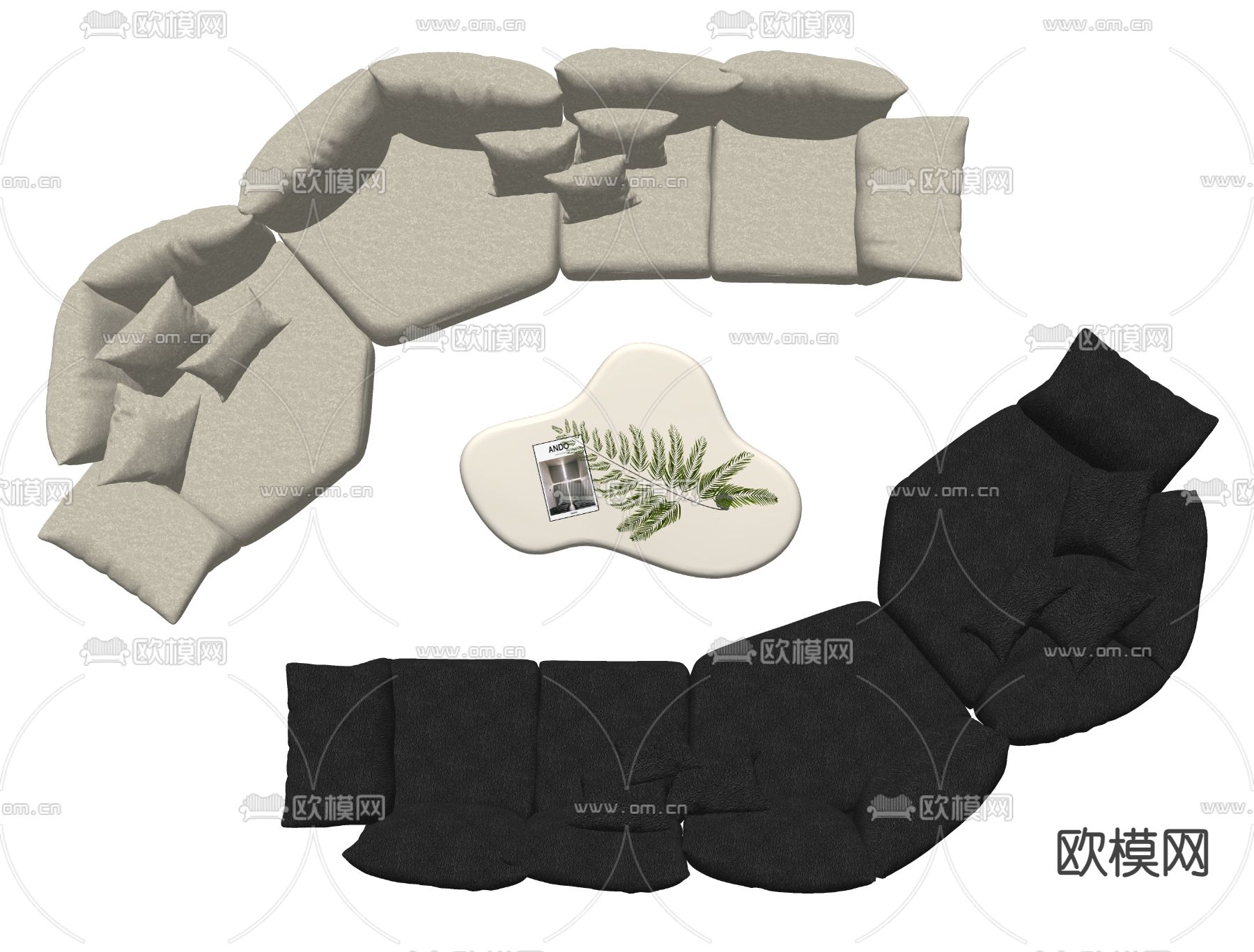 现代多人沙发su模型