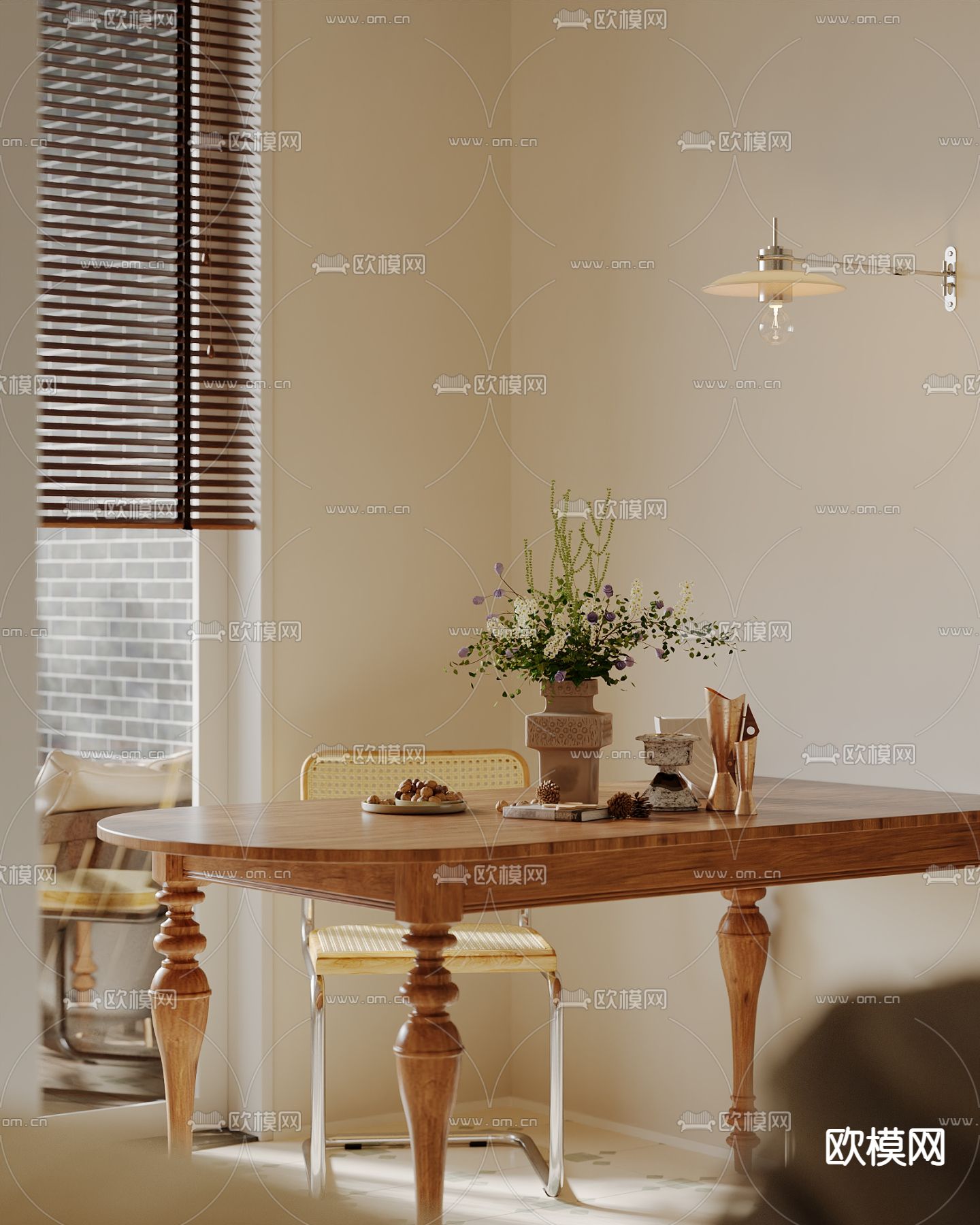 法式卧室 公寓 餐厅 厨房su模型下载（渲染图7）