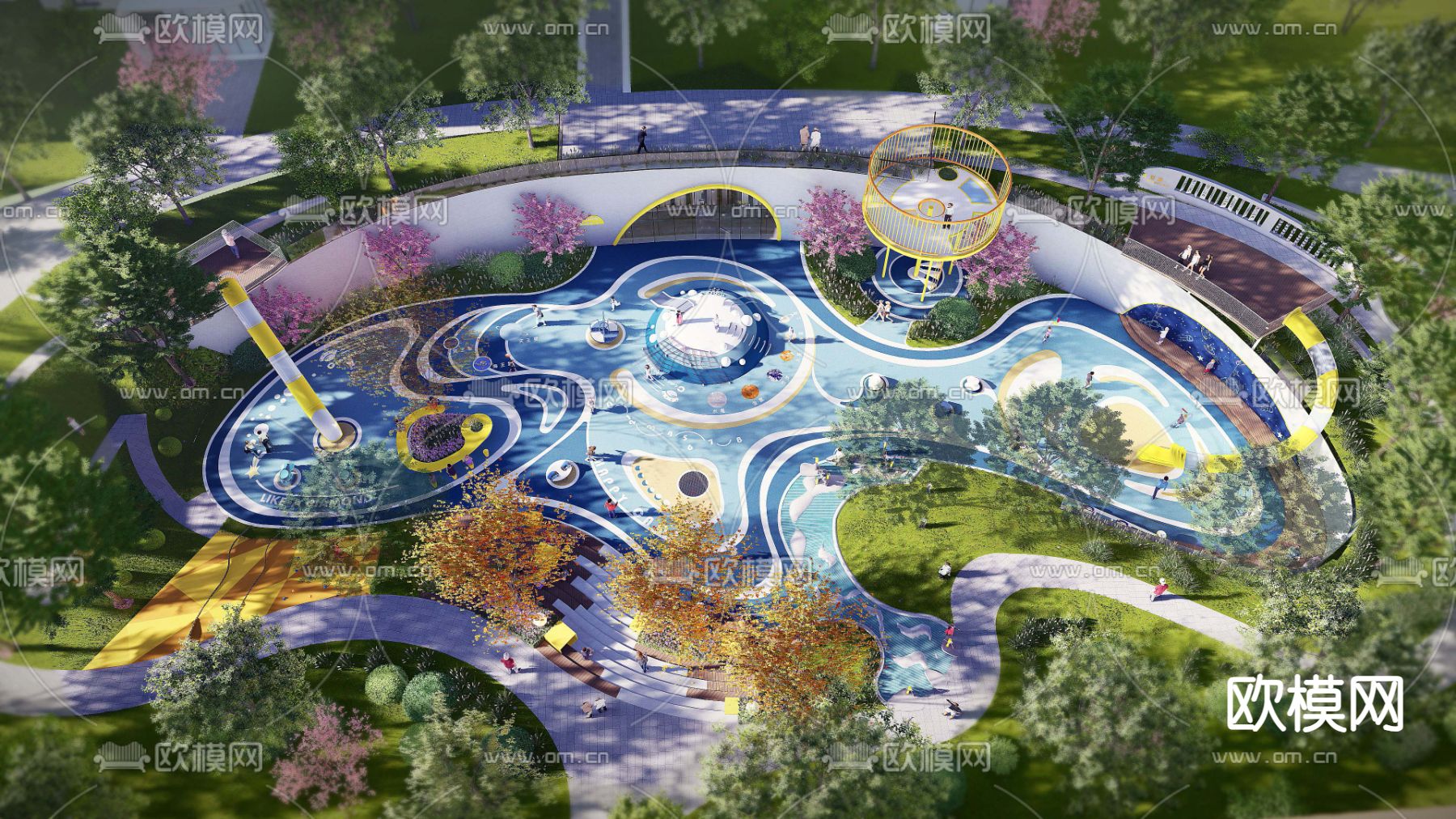 住宅社区鸟瞰su模型下载（渲染图2）