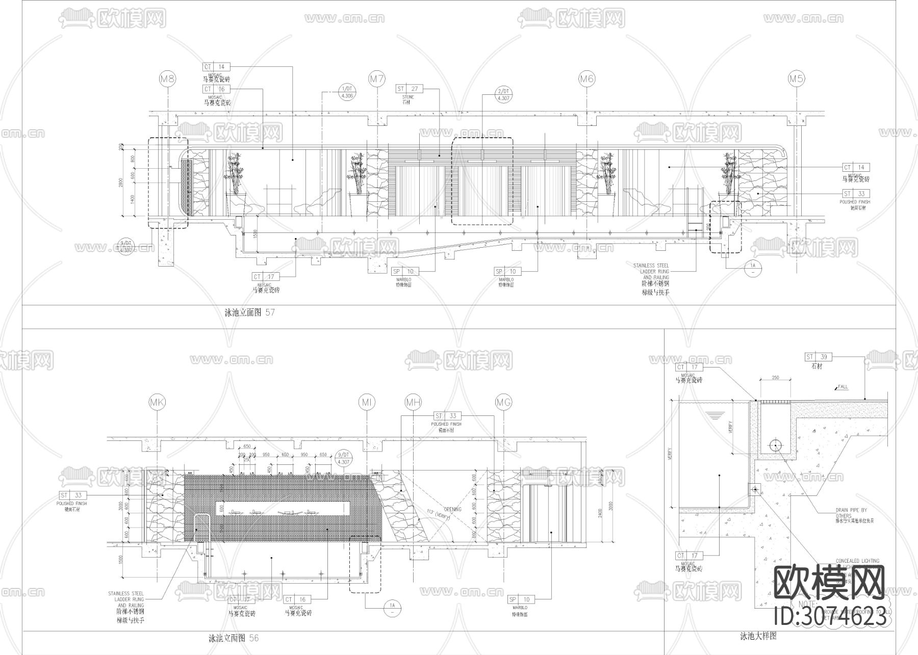 2030㎡洗浴 游泳 健身 水疗会所cad施工图下载（渲染图4）