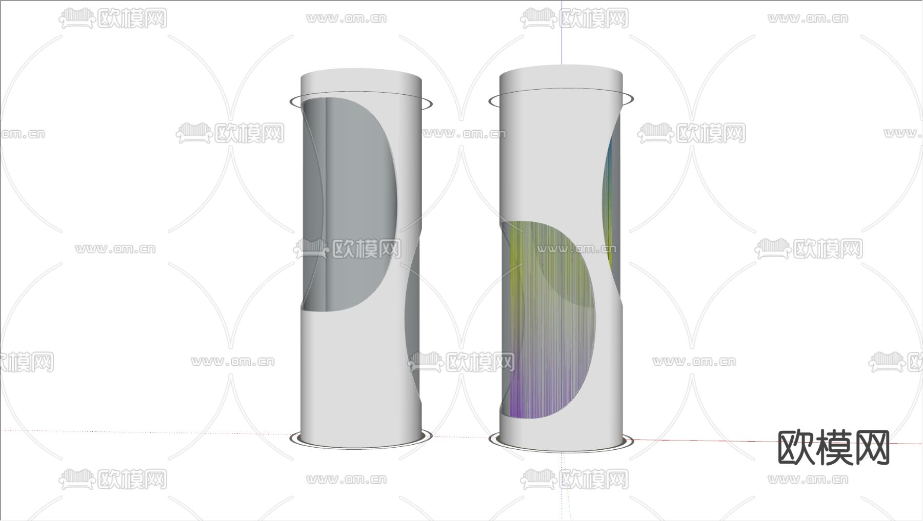 现代造型柱子 装饰柱 圆柱子su模型下载（渲染图1）